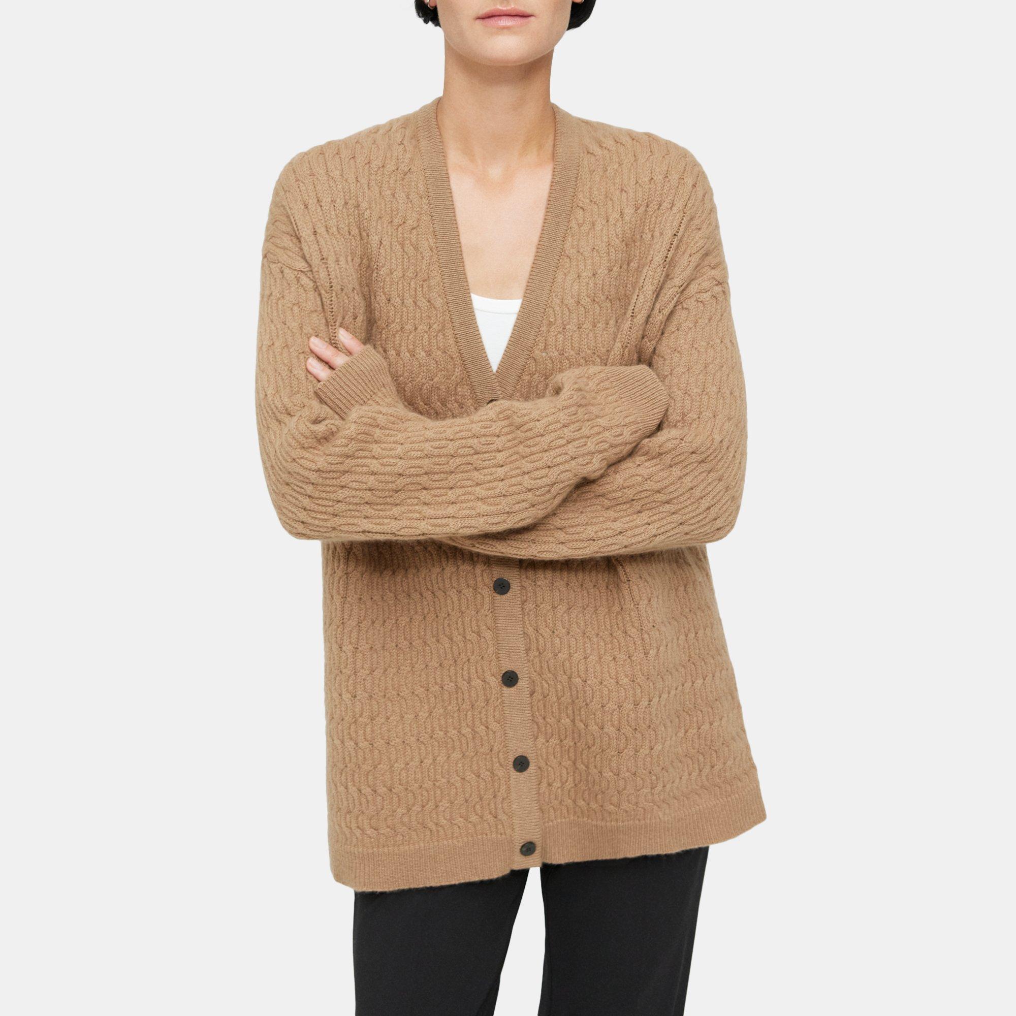 ESPRIT - Cable knit cardigan with wool and alpaca at our online shop