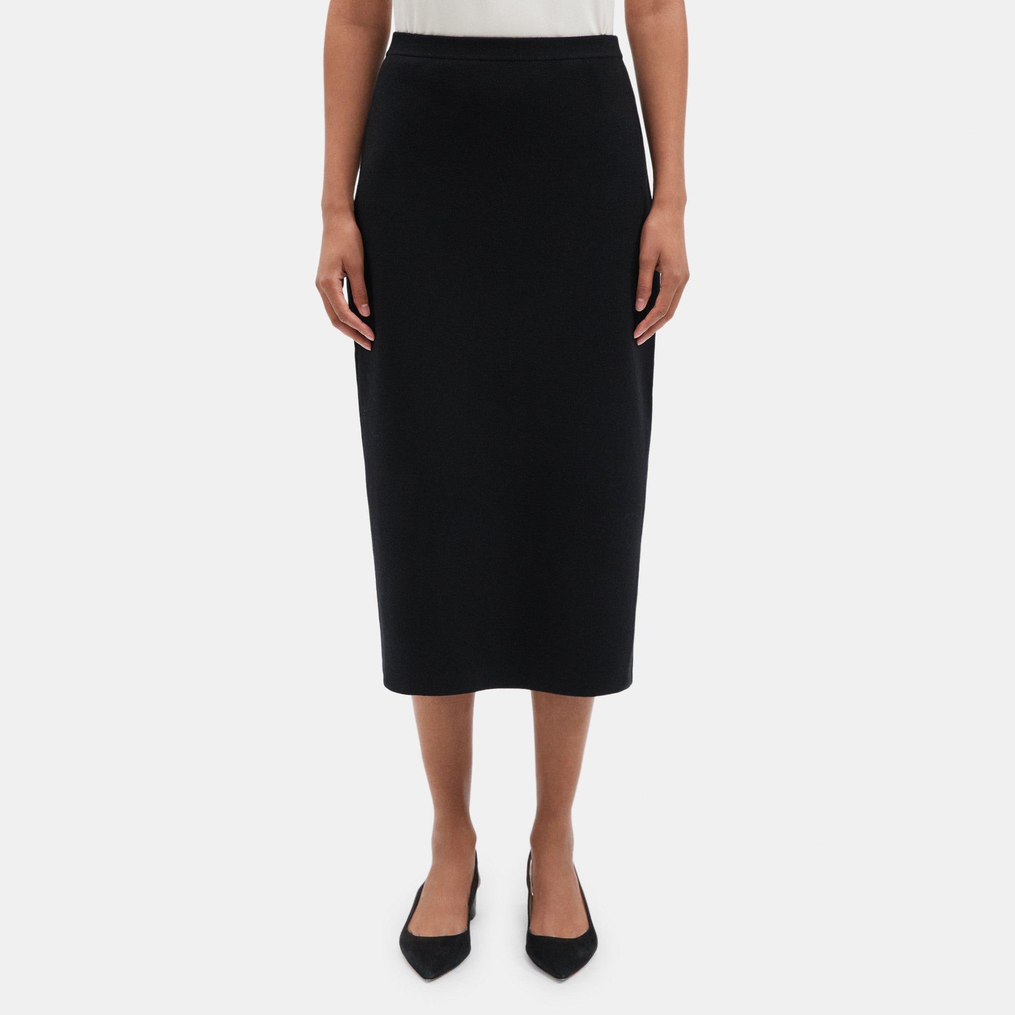Wool-Blend Knit Pull-On Midi Skirt | Theory Outlet