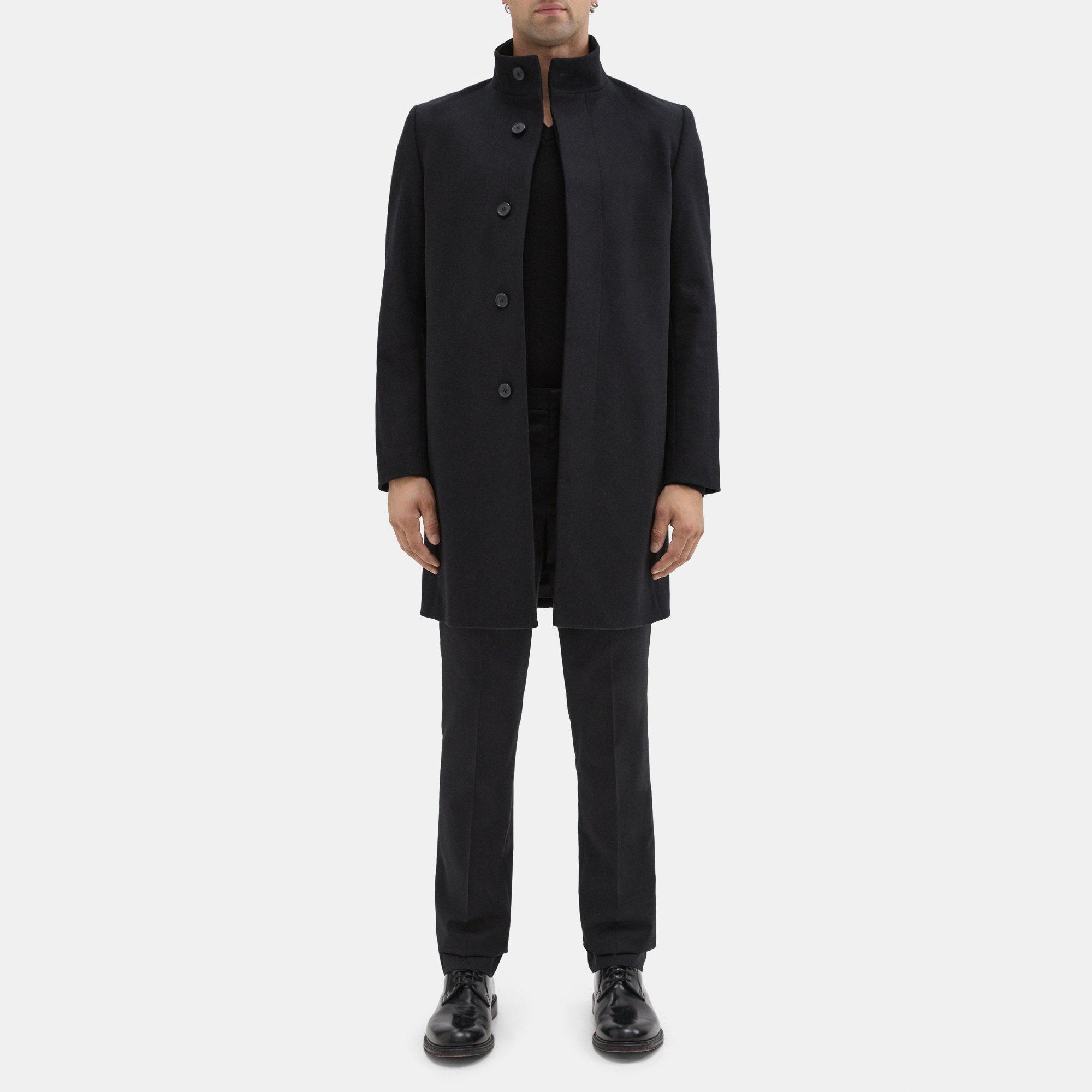 띠어리 Theory Single-Breasted Coat in Wool Melton,BLACK