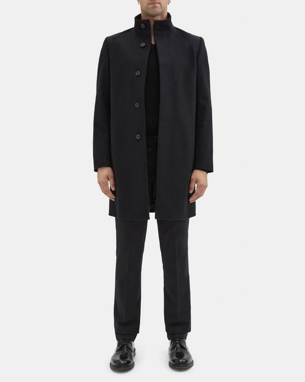 띠어리 Theory Single-Breasted Coat in Wool Menton,BLACK