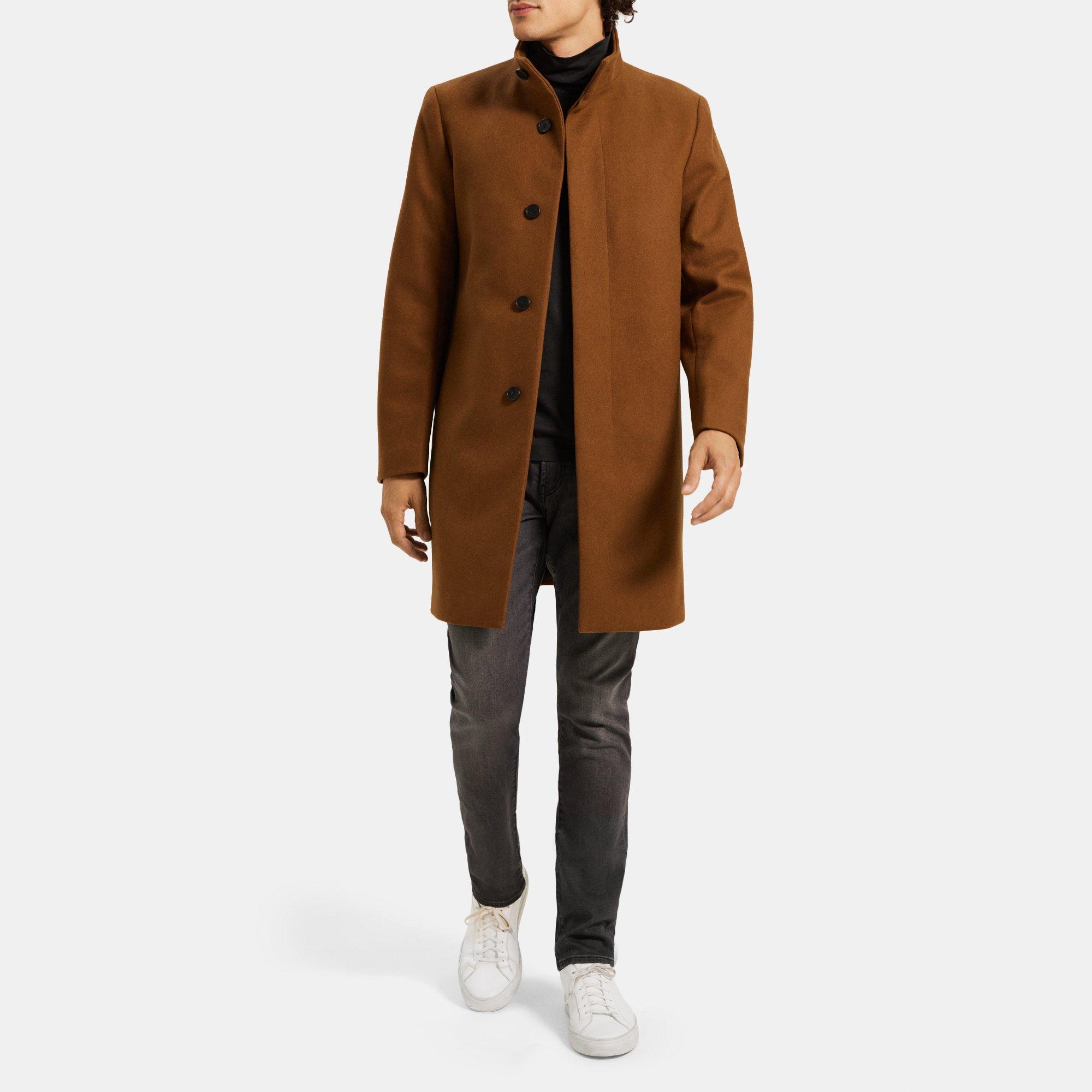 Wool Melton Single-Breasted Coat | Theory Outlet