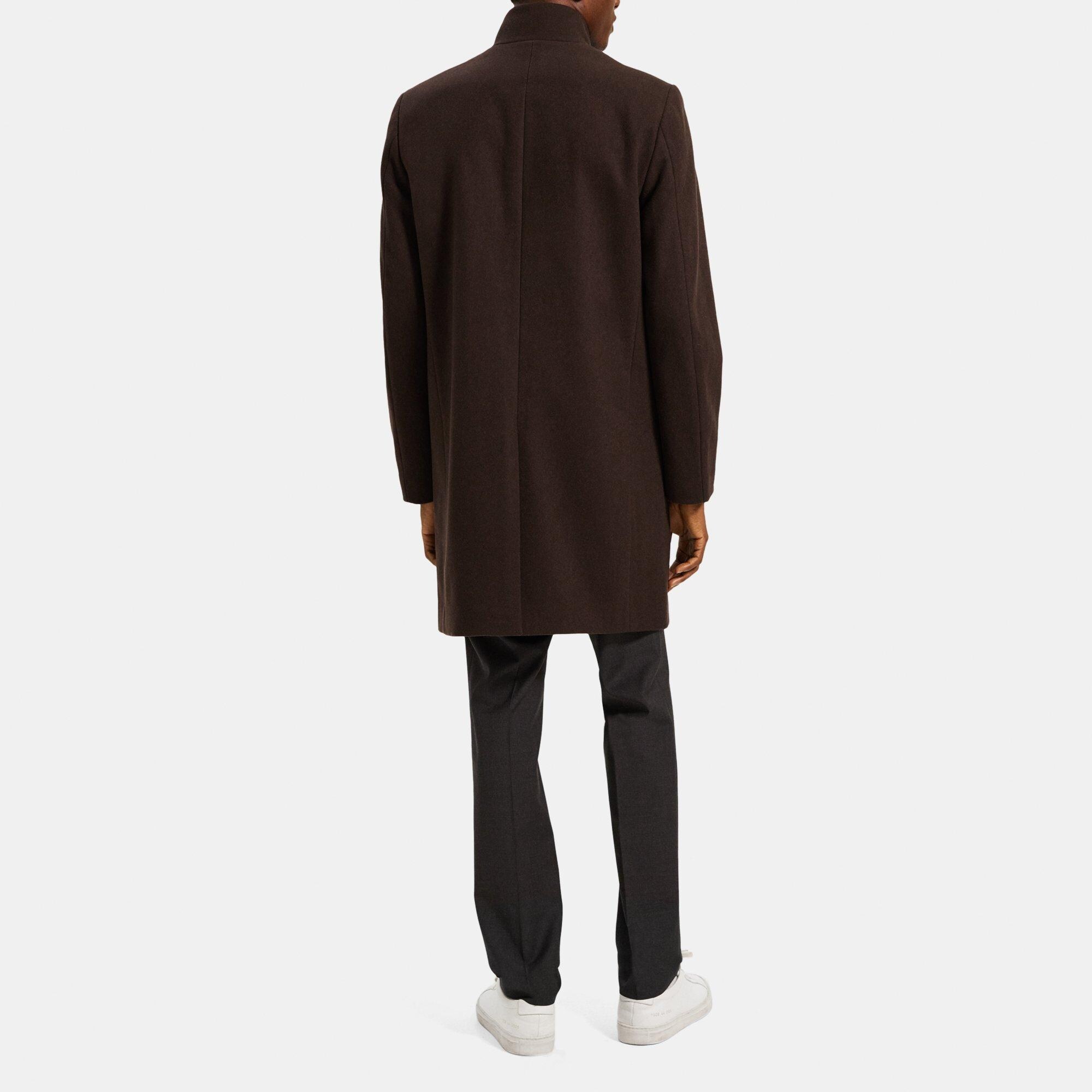 Wool Melton Single-Breasted Coat | Theory Outlet