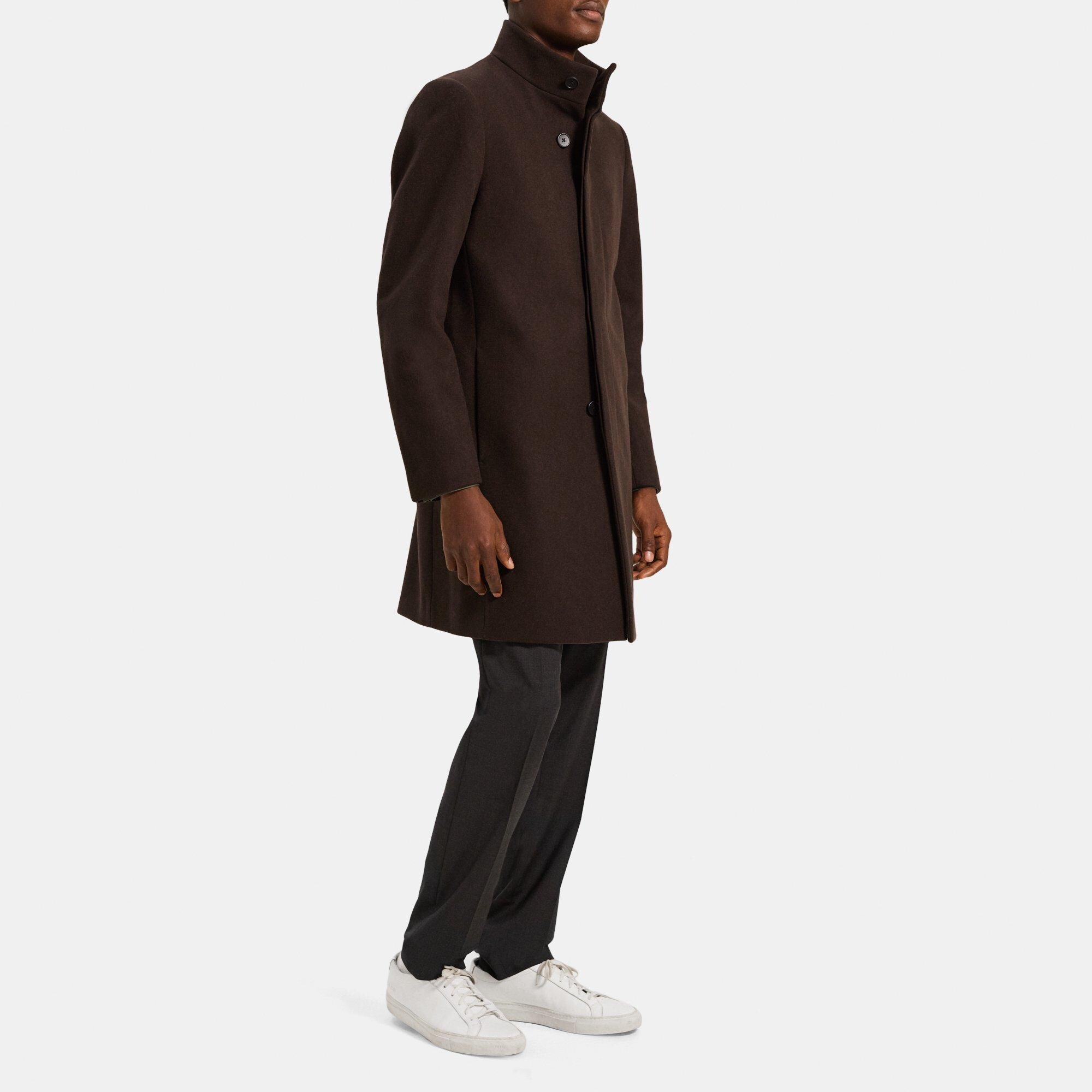 Wool Melton Single-Breasted Coat | Theory Outlet