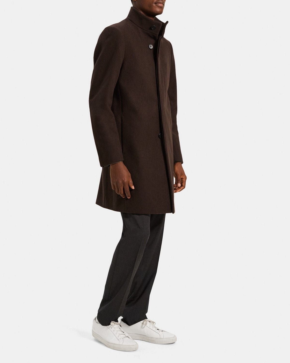 Wool Melton Single-Breasted Coat | Theory Outlet
