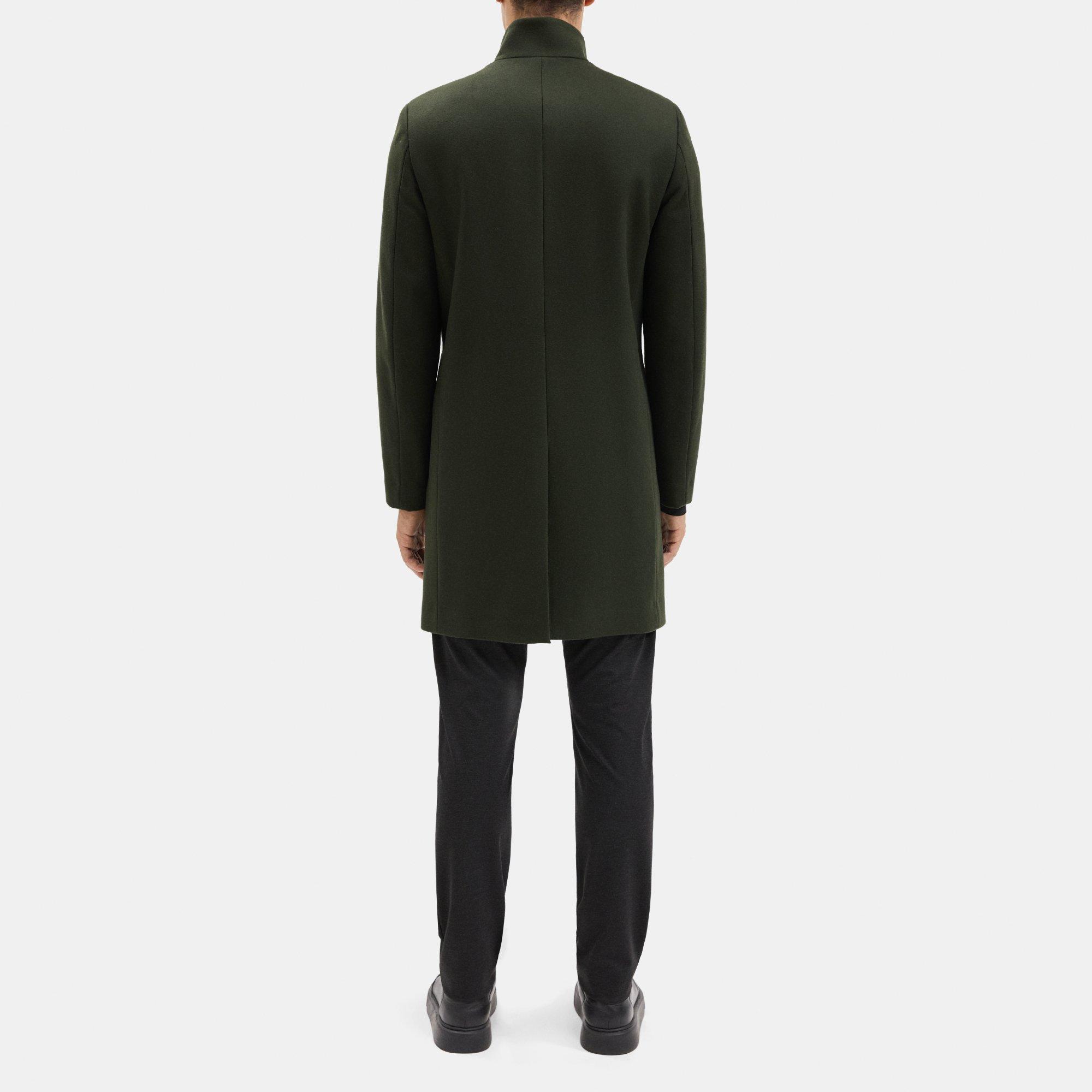 Wool Melton Single-Breasted Coat | Theory Outlet