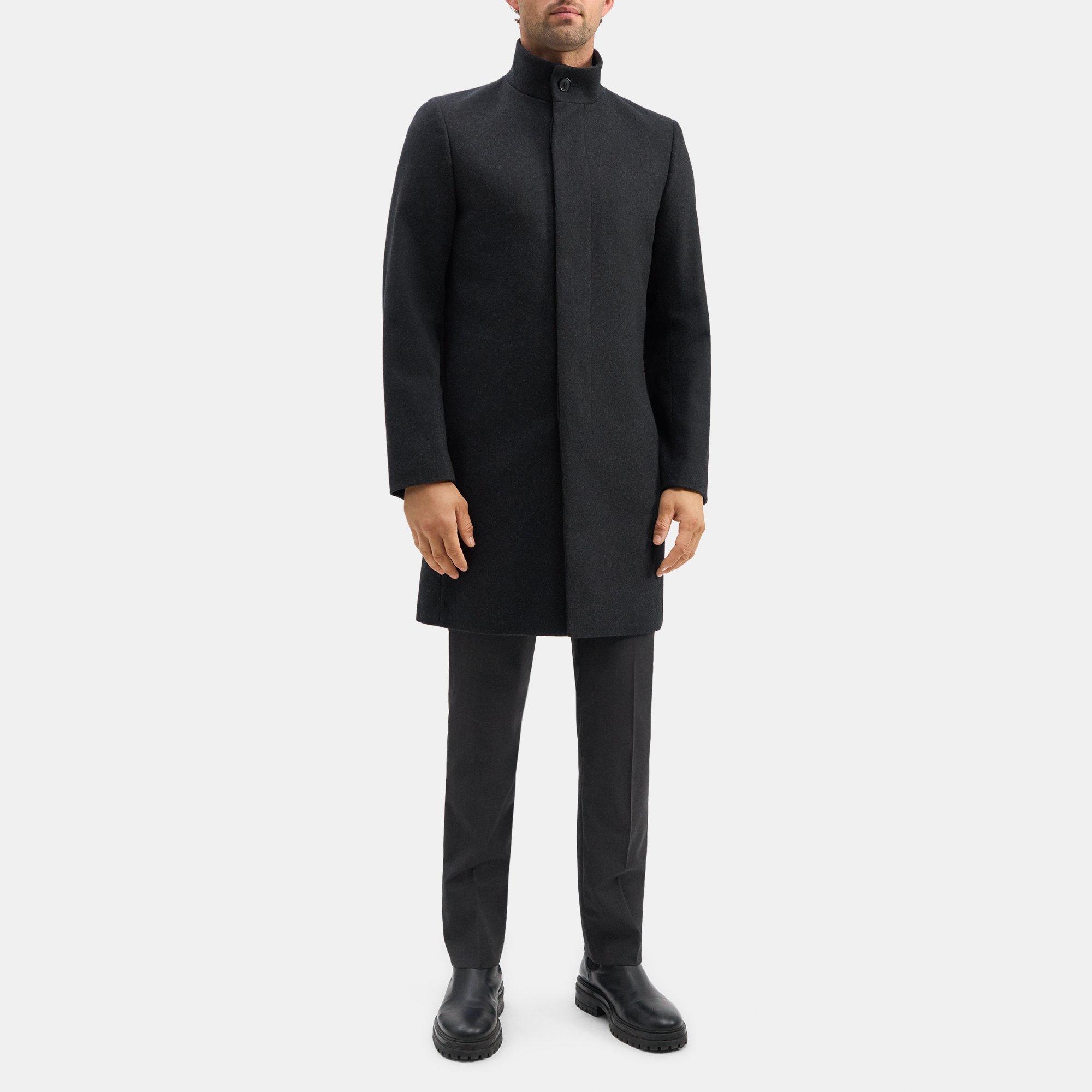 Wool Melton Single-Breasted Coat | Theory Outlet