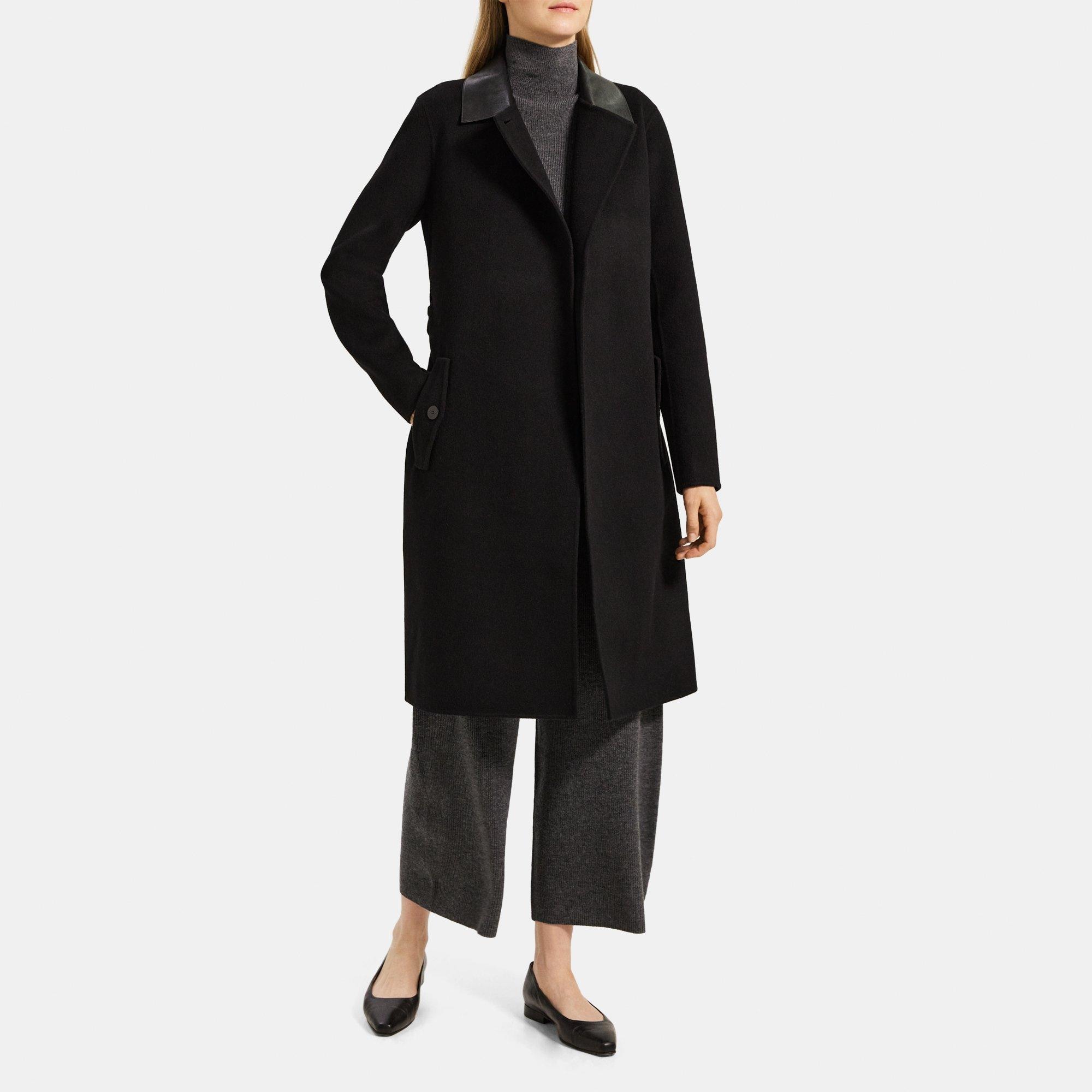 Women's cashmere coat Long Trench Coat black Woolen coat, Color:black, 2 :  : Clothing, Shoes & Accessories