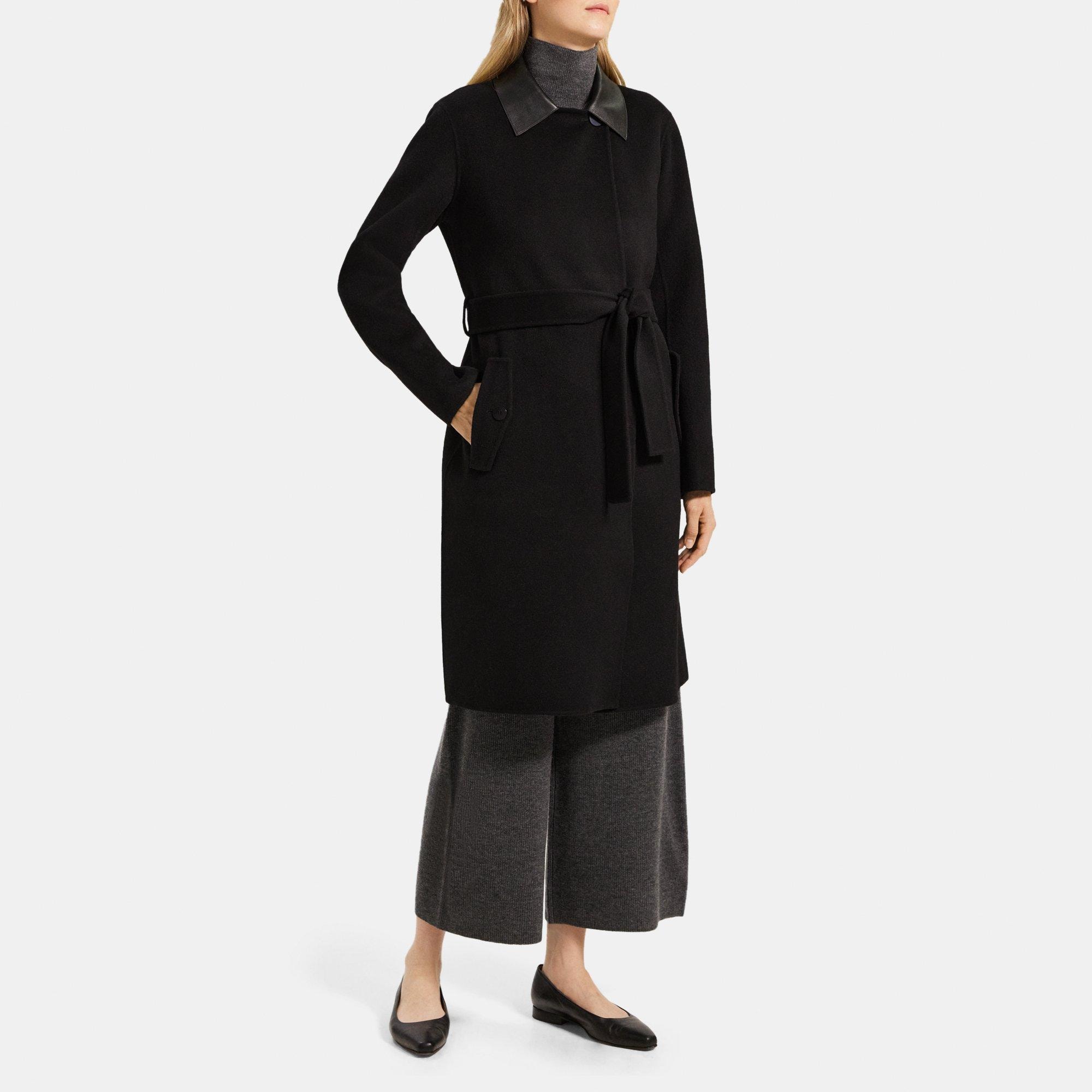 띠어리 Theory Relaxed Trench Coat in Double-Face Wool-Cashmere,BLACK