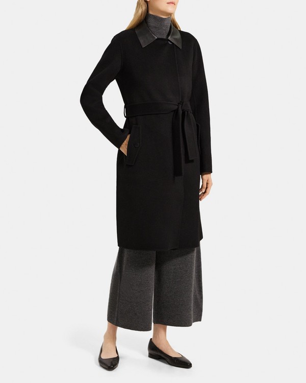 띠어리 Theory Relaxed Trench Coat in Double-Face Wool-Cashmere,BLACK