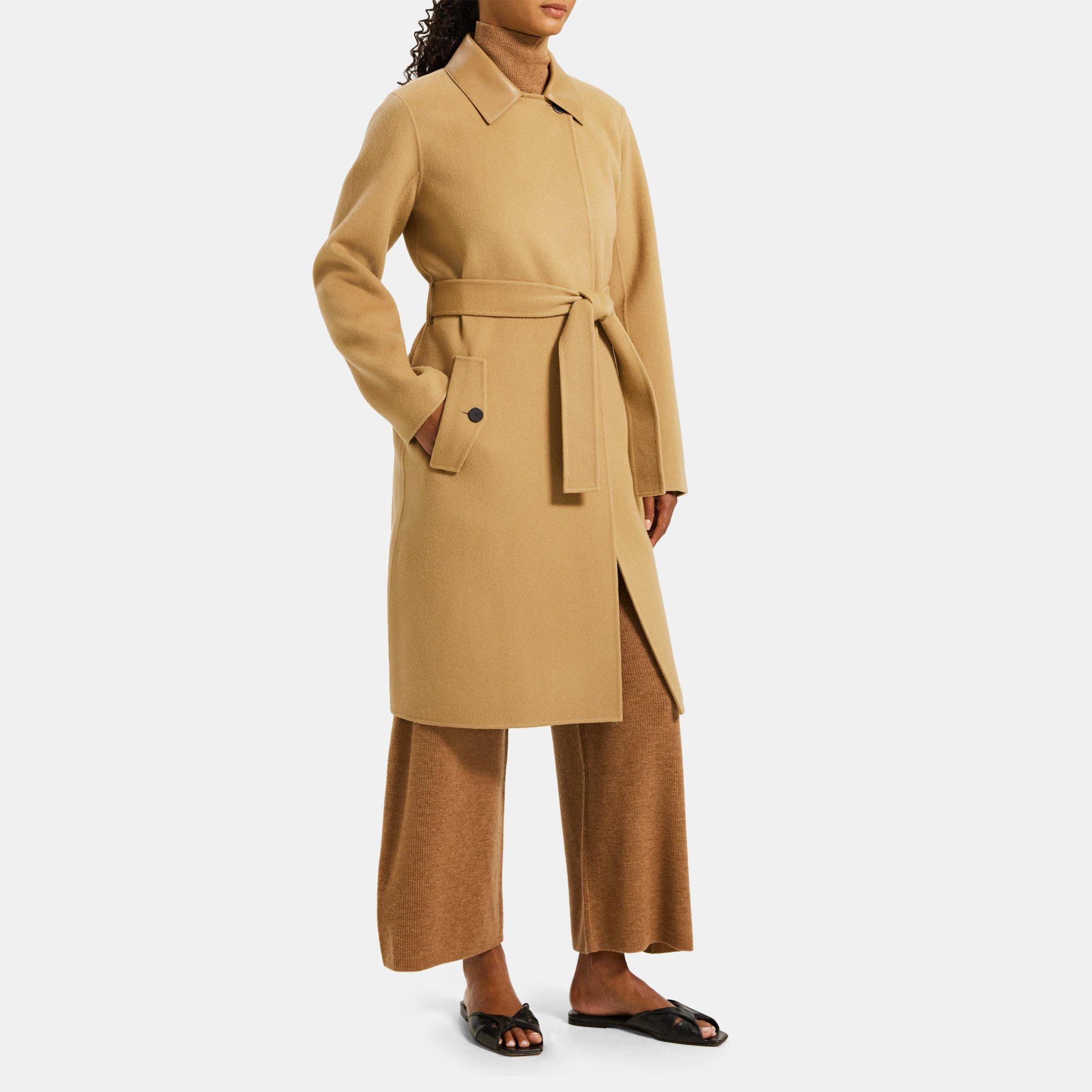 띠어리 Theory Relaxed Trench Coat in Double-Face Wool-Cashmere,CAMEL