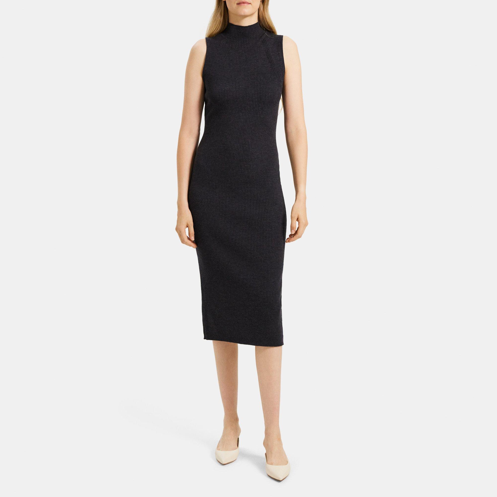 Merino Wool Ribbed Sleeveless Dress | Theory Outlet