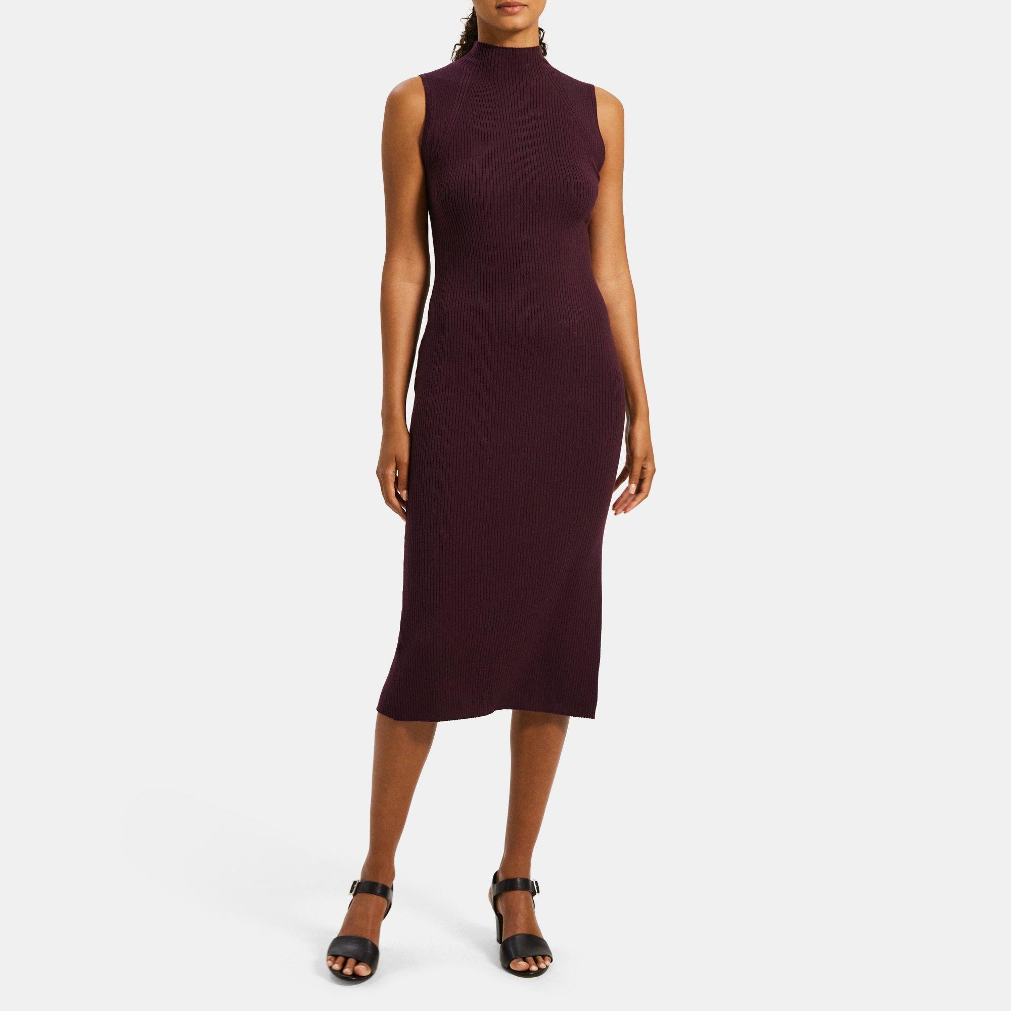 Merino Wool Ribbed Sleeveless Dress | Theory Outlet