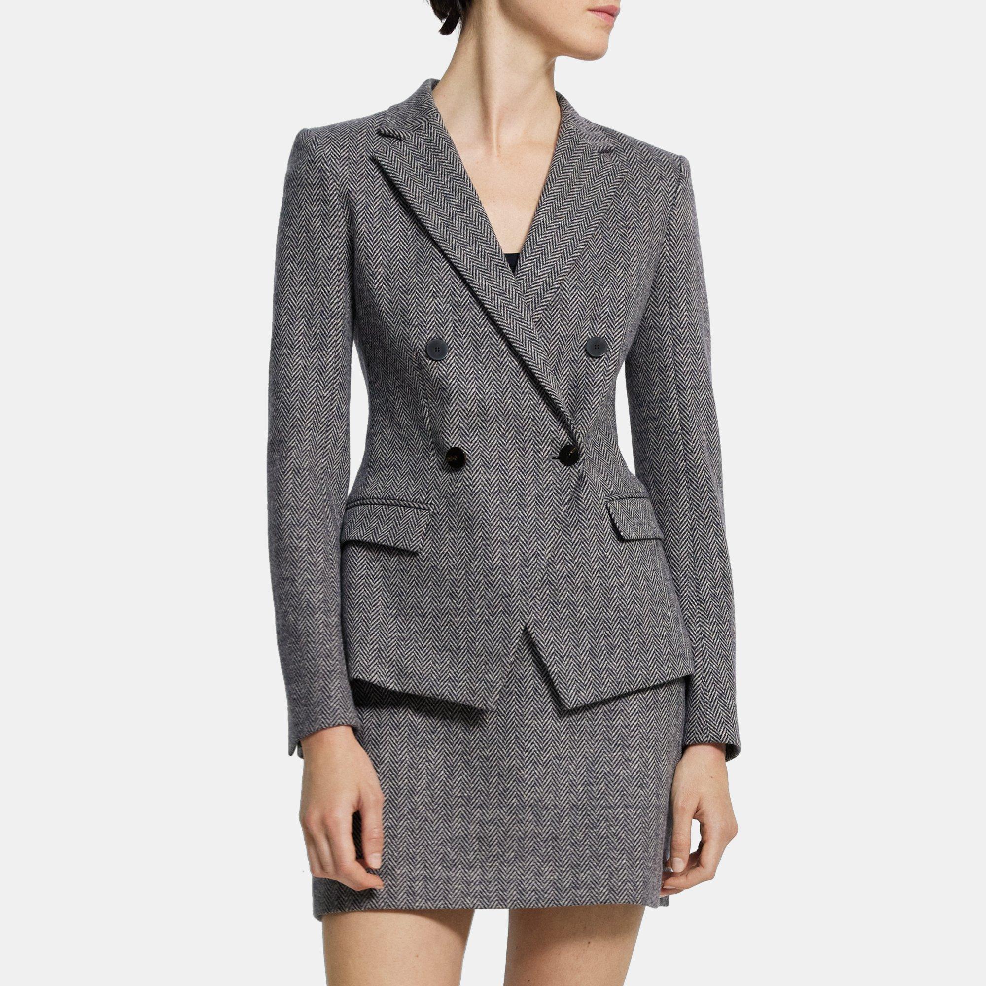 Theory Angled Blazer in Wool Blend Knit