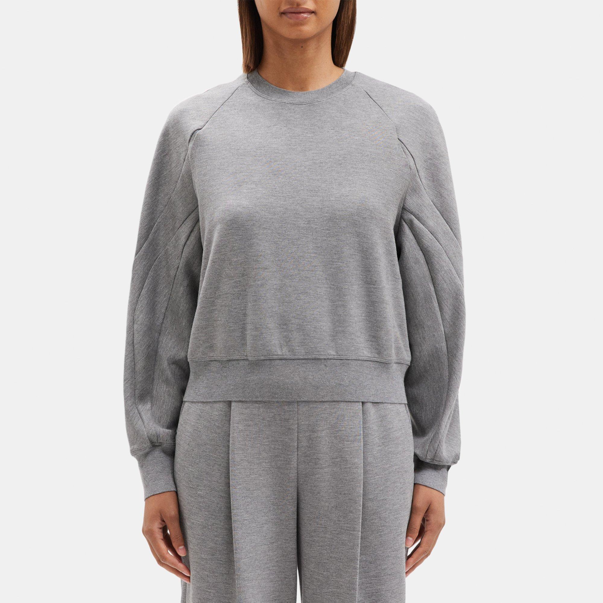 띠어리 Theory Raglan Sleeve Sweatshirt in Double-Knit Jersey,GREY MELANGE