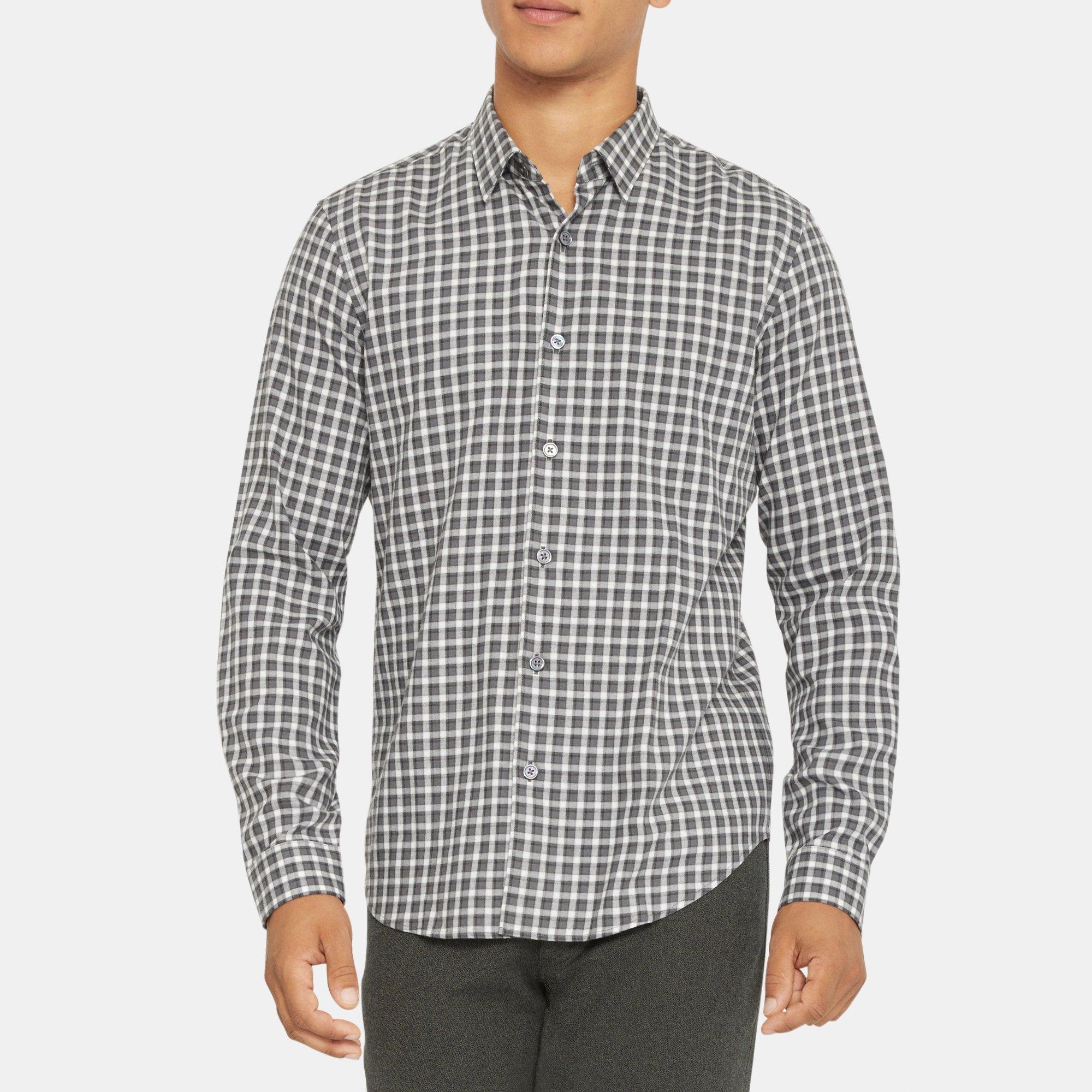 Long-Sleeve Shirt in Gingham Cotton