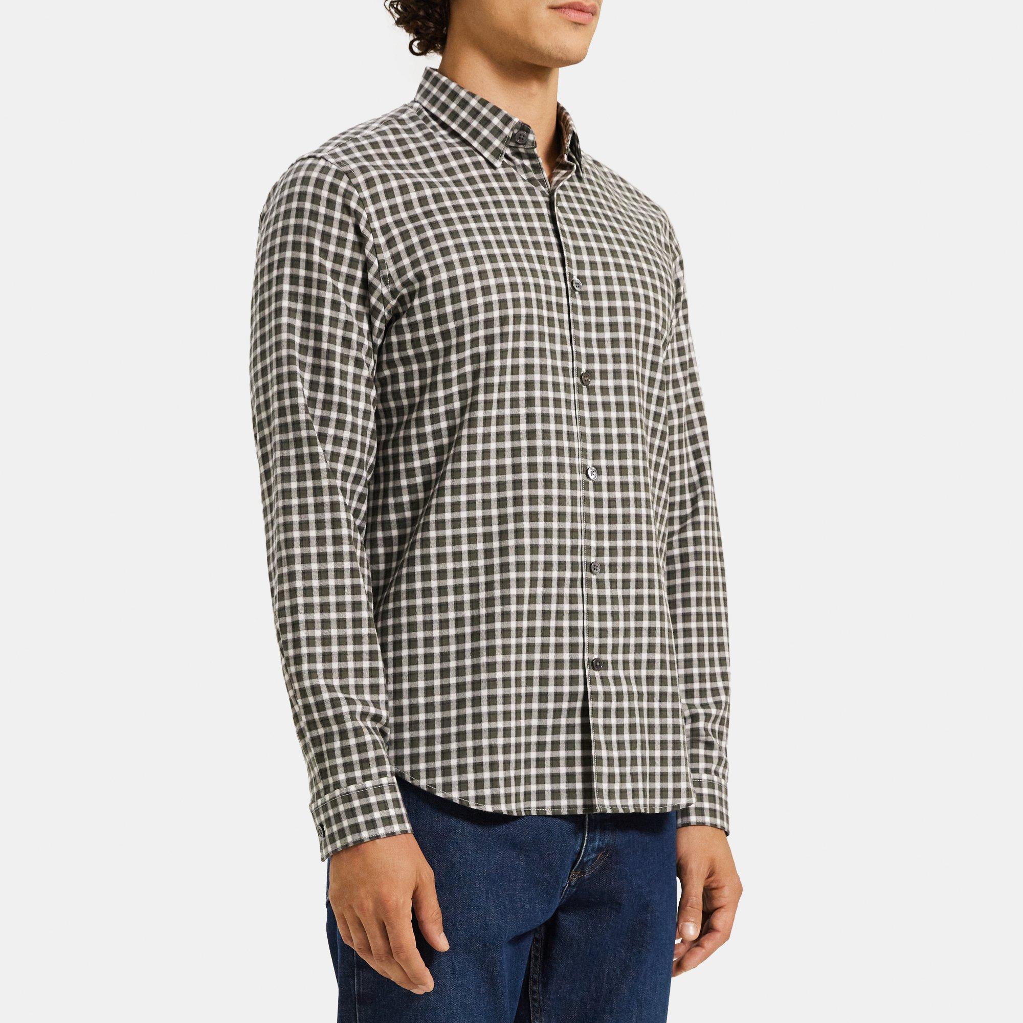 띠어리 셔츠 Theory Long-Sleeve Shirt in Gingham Cotton,THYME MULTI