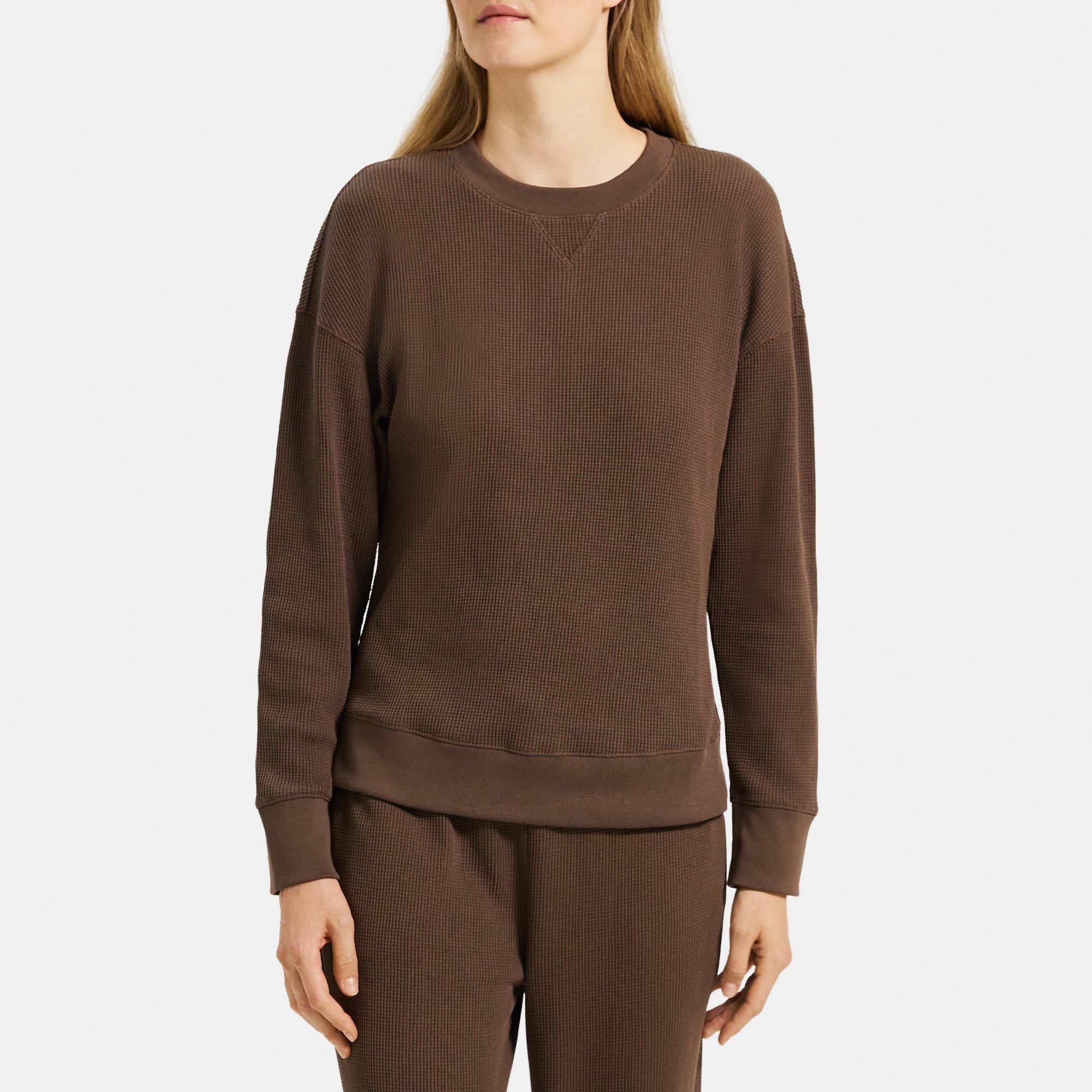 Theory Easy Crewneck Sweatshirt in Waffle Knit Cotton