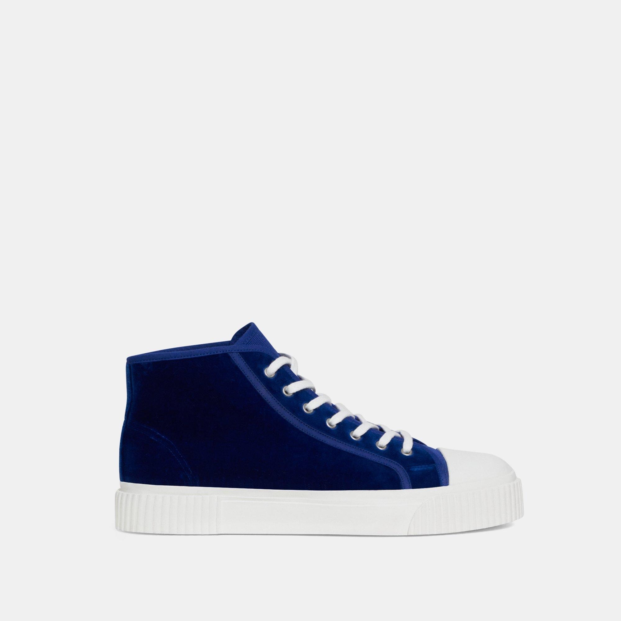 띠어리 Theory High-Top Velvet Sneaker,COBALT