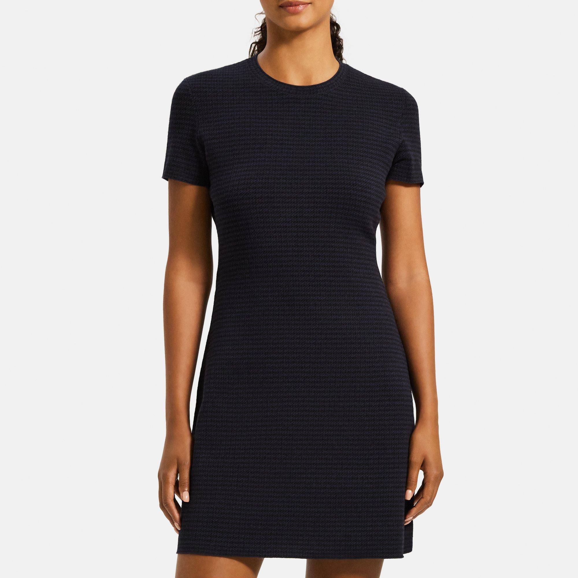 Checked Stretch Viscose Knit Flare Dress | Theory Outlet