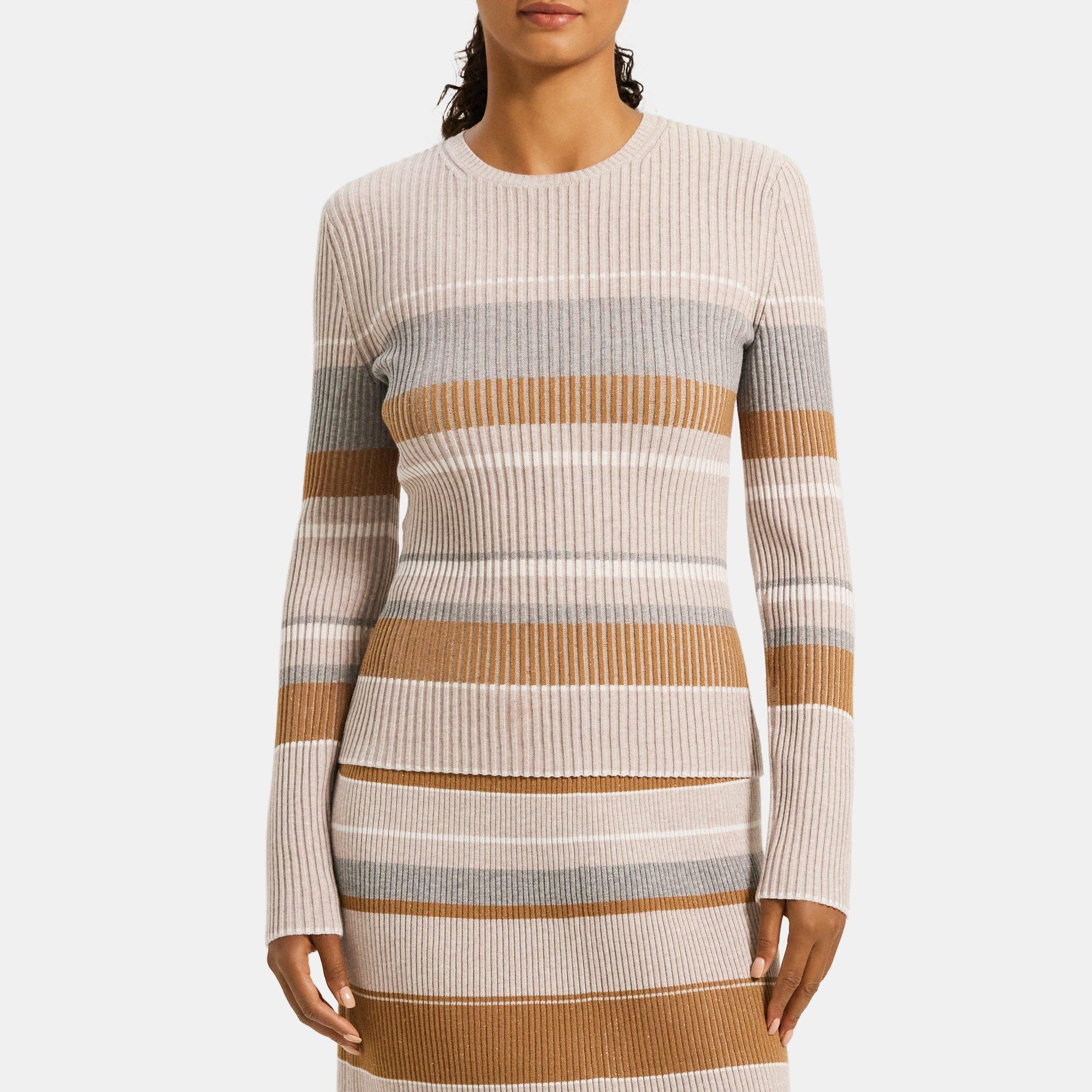 Theory Striped Slim-Fit Sweater in Stretch Viscose Knit