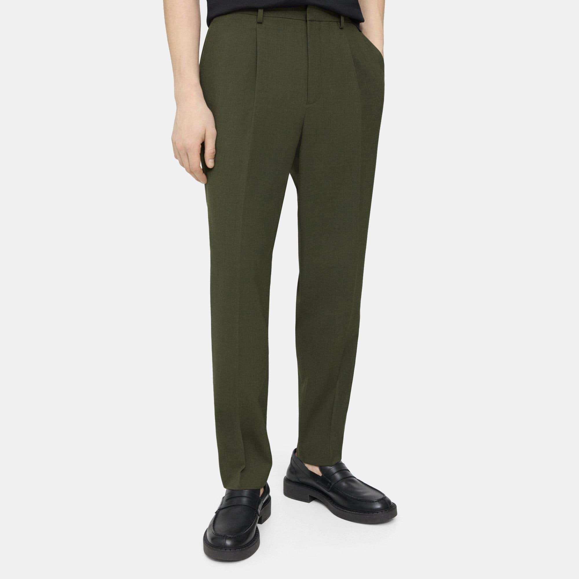 띠어리 Theory Pleated Drawstring Pant in Wool Blend Twill,OLIVE BRANCH MEL