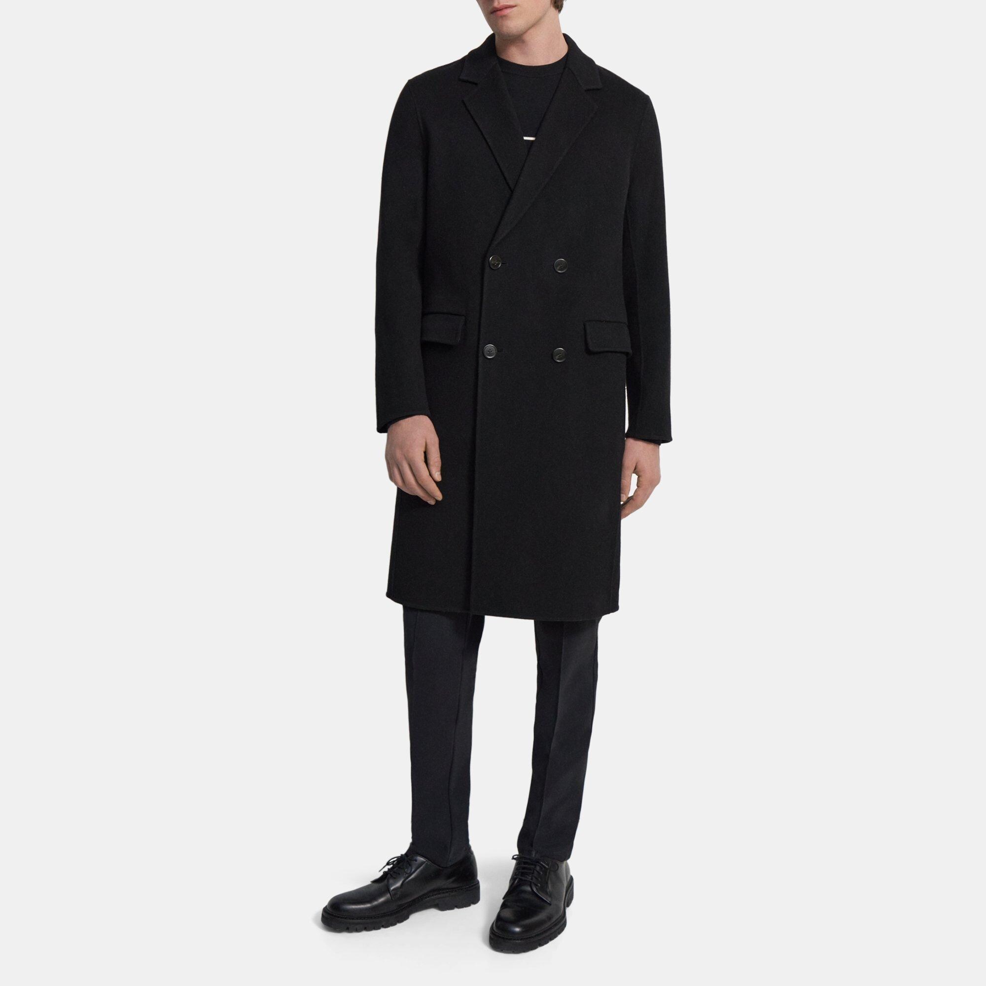 Black Double-Face Wool-Cashmere Double-Breasted Coat | Theory Outlet