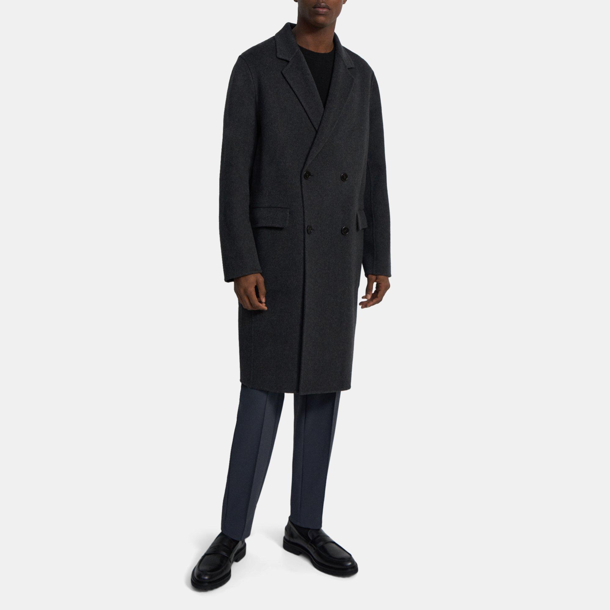 Grey Double-Face Wool-Cashmere Double-Breasted Coat | Theory Outlet