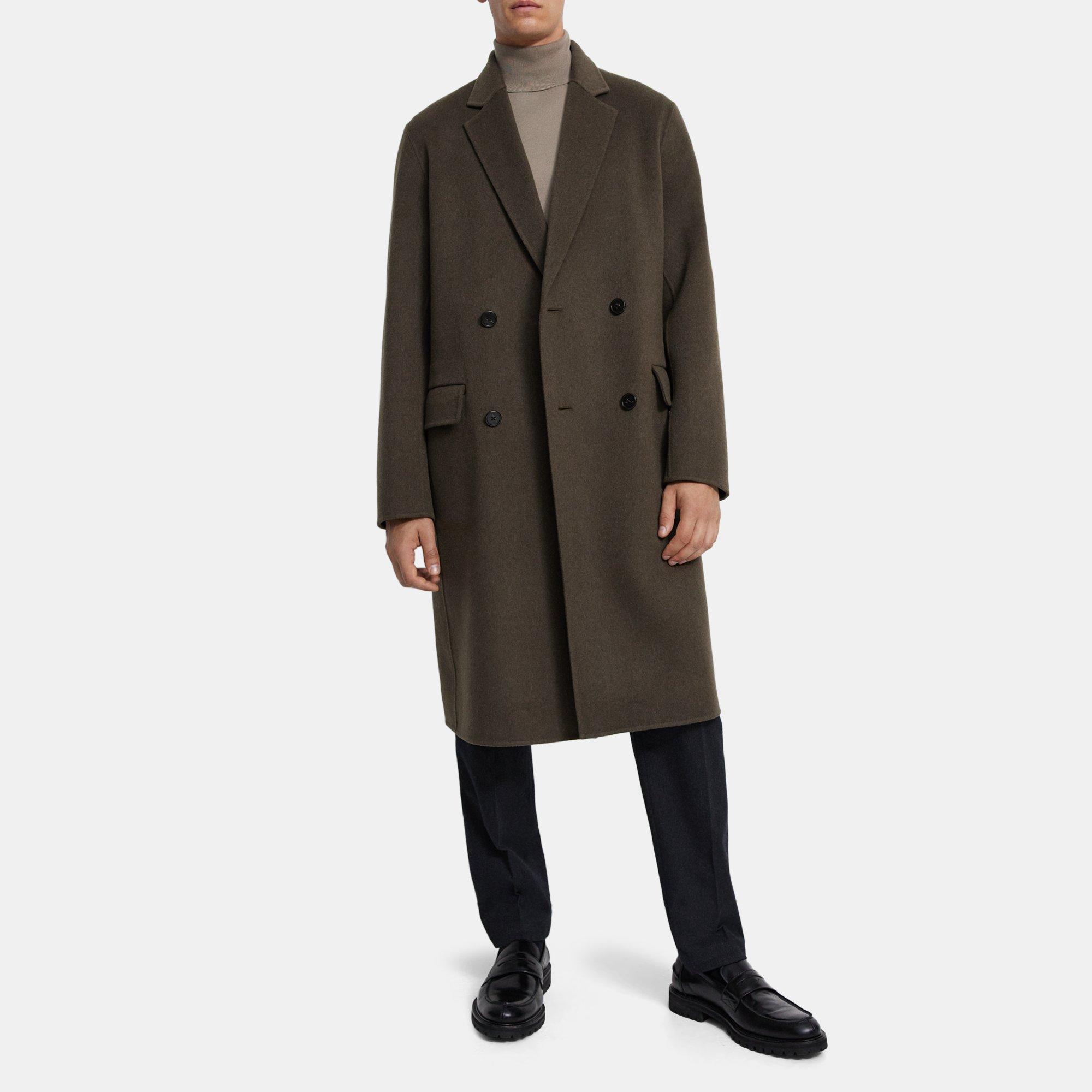 Green Double-Face Wool-Cashmere Double-Breasted Coat | Theory Outlet