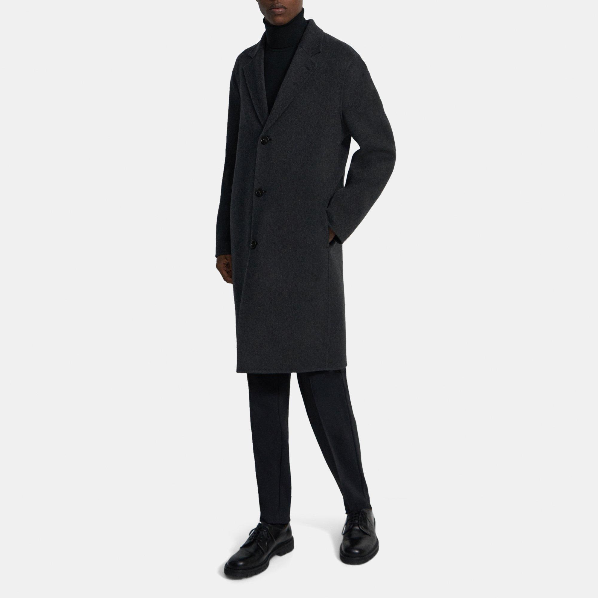 Grey Double-Face Wool-Cashmere Single-Breasted Coat | Theory Outlet