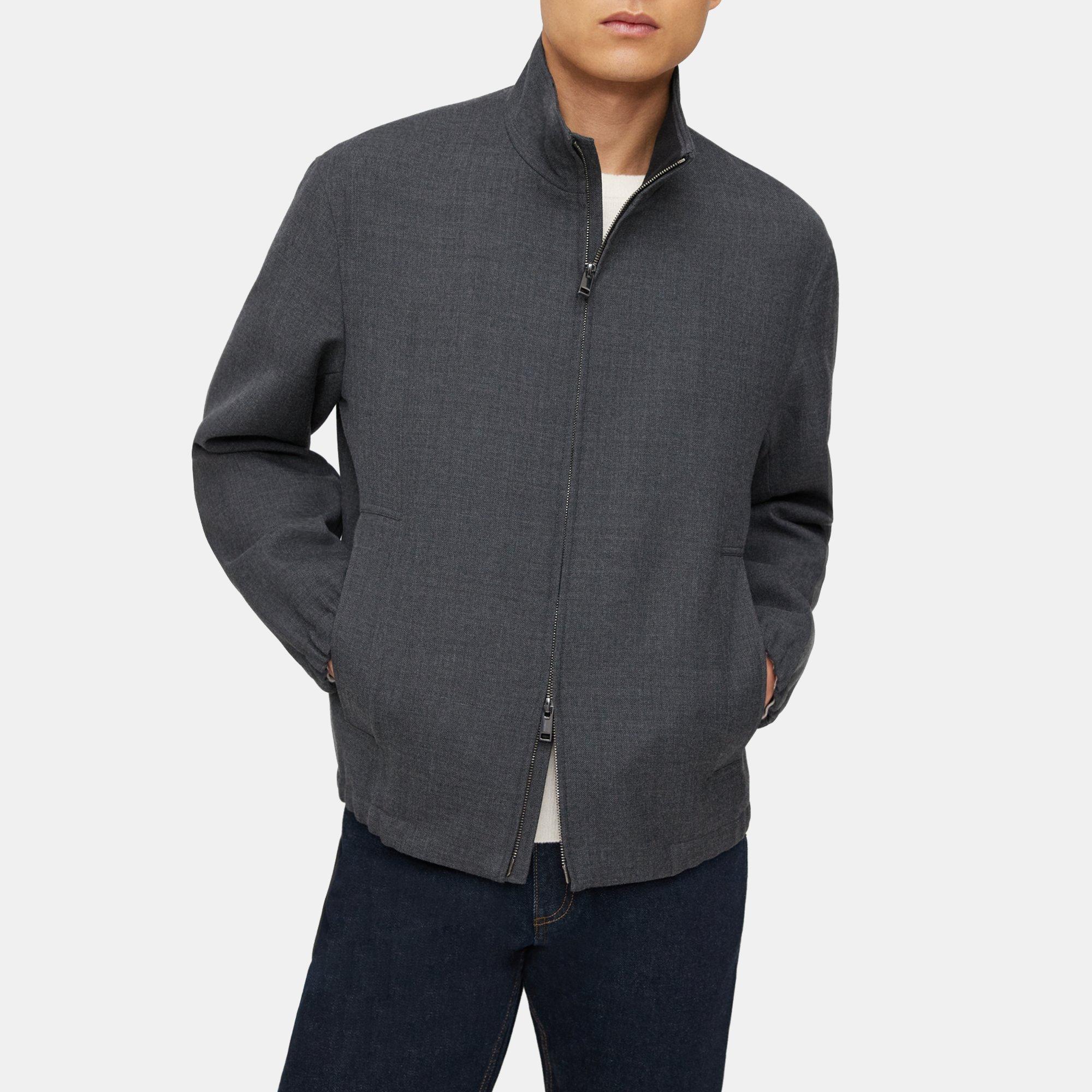 띠어리 Theory Stand-Collar Jacket in Bonded Wool-Blend,PESTLE MELANGE