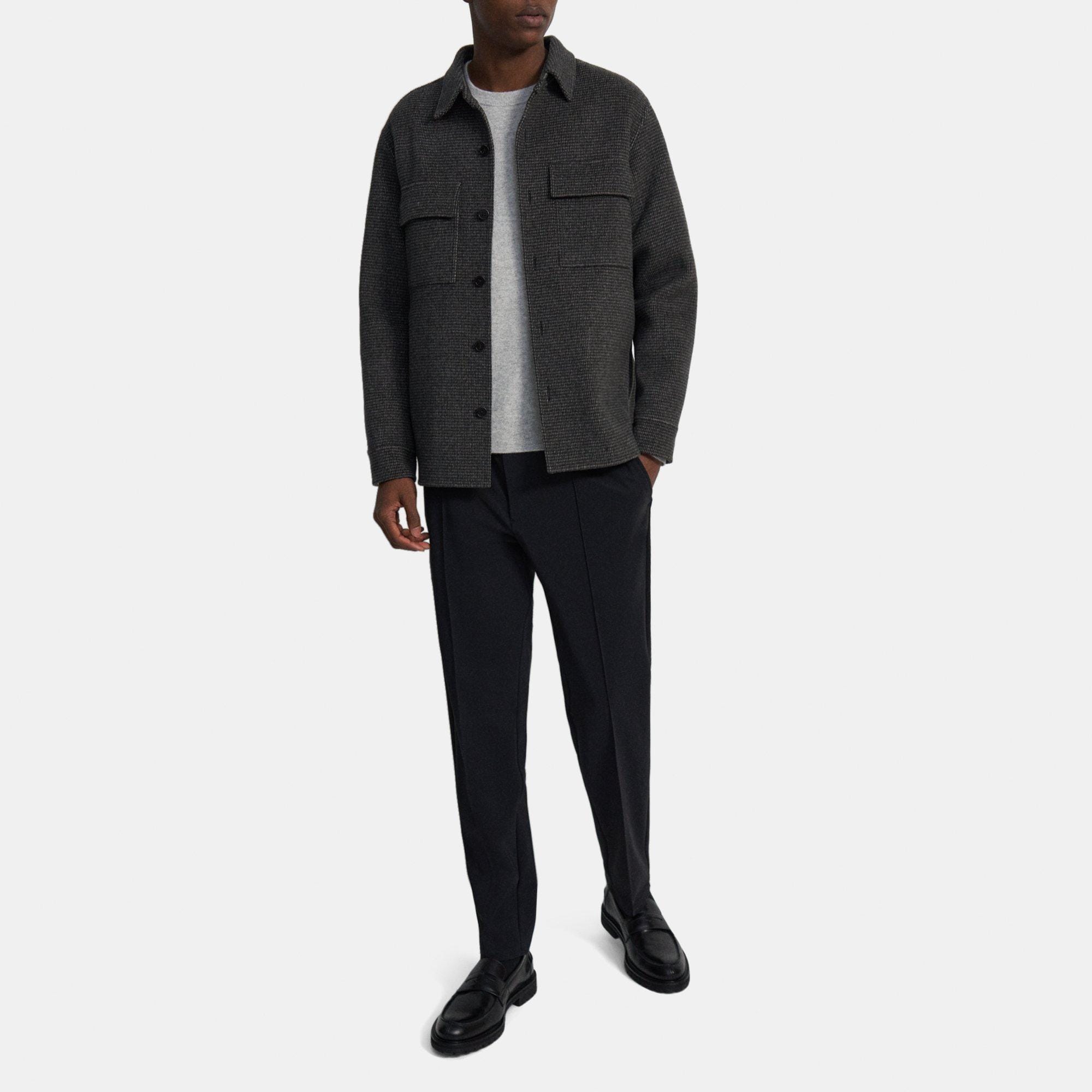 Grey Double-Face Wool-Cashmere Shirt Jacket | Theory Outlet