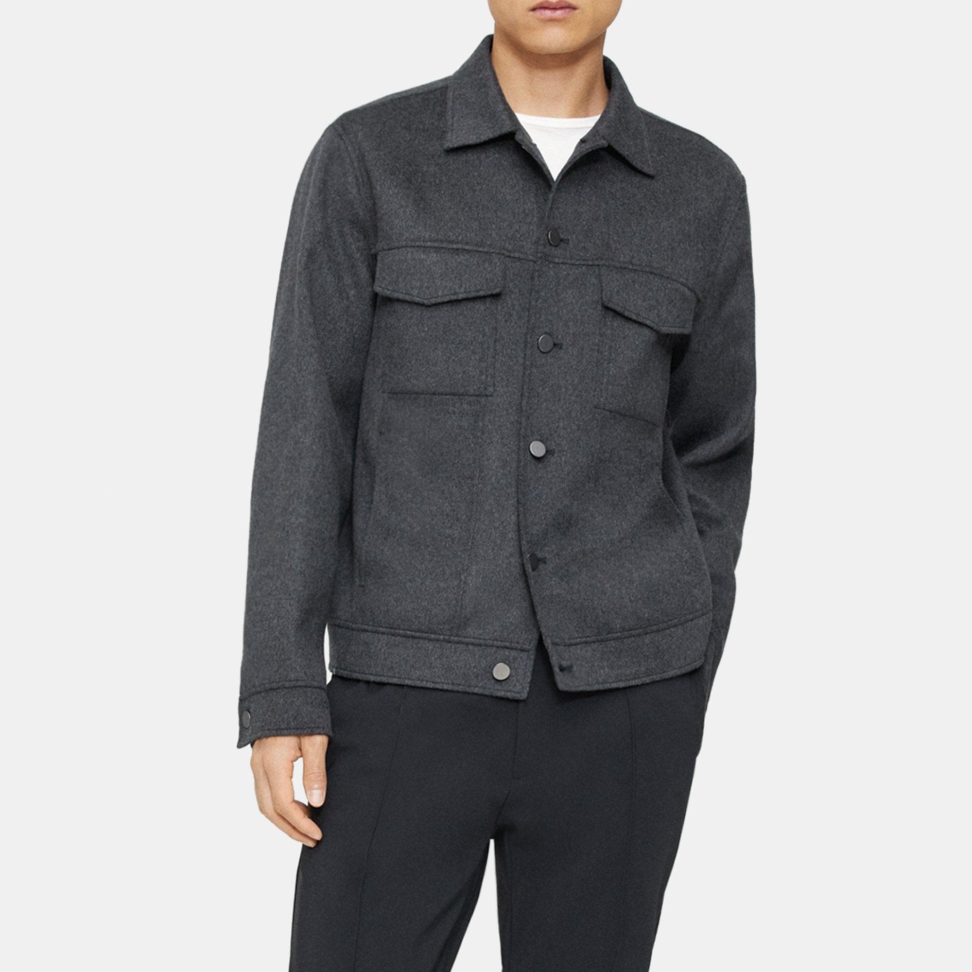 Theory Trucker Jacket in Double-Face Wool-Cashmere