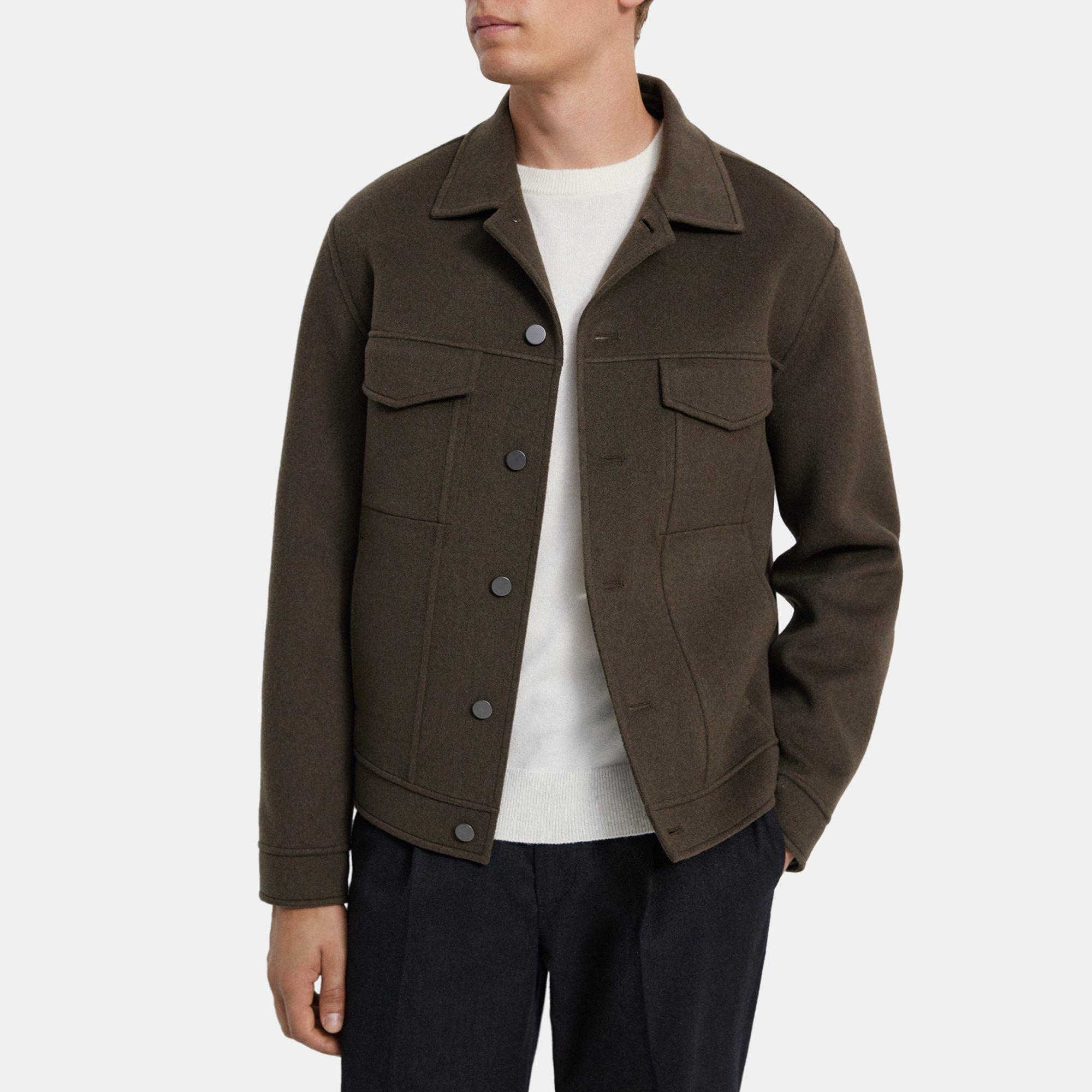 Green Double-Face Wool-Cashmere River Jacket | Theory Outlet