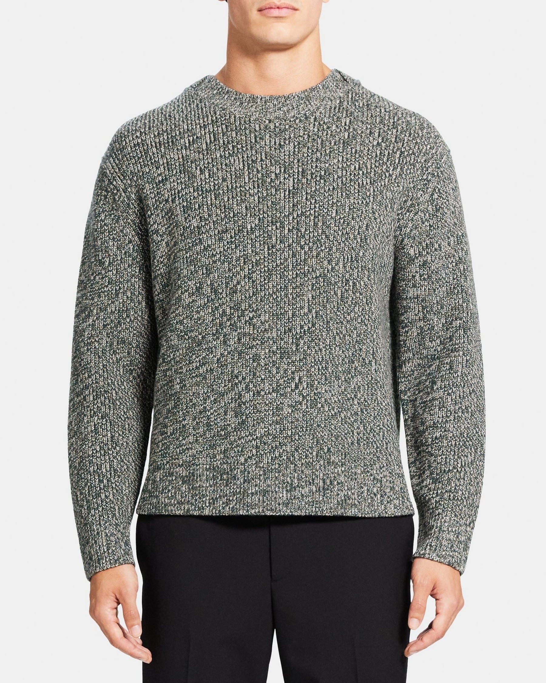 띠어리 Theory Crewneck Sweater in Merino Wool,STONE WHITE/FOSSIL/PESTLE MELA