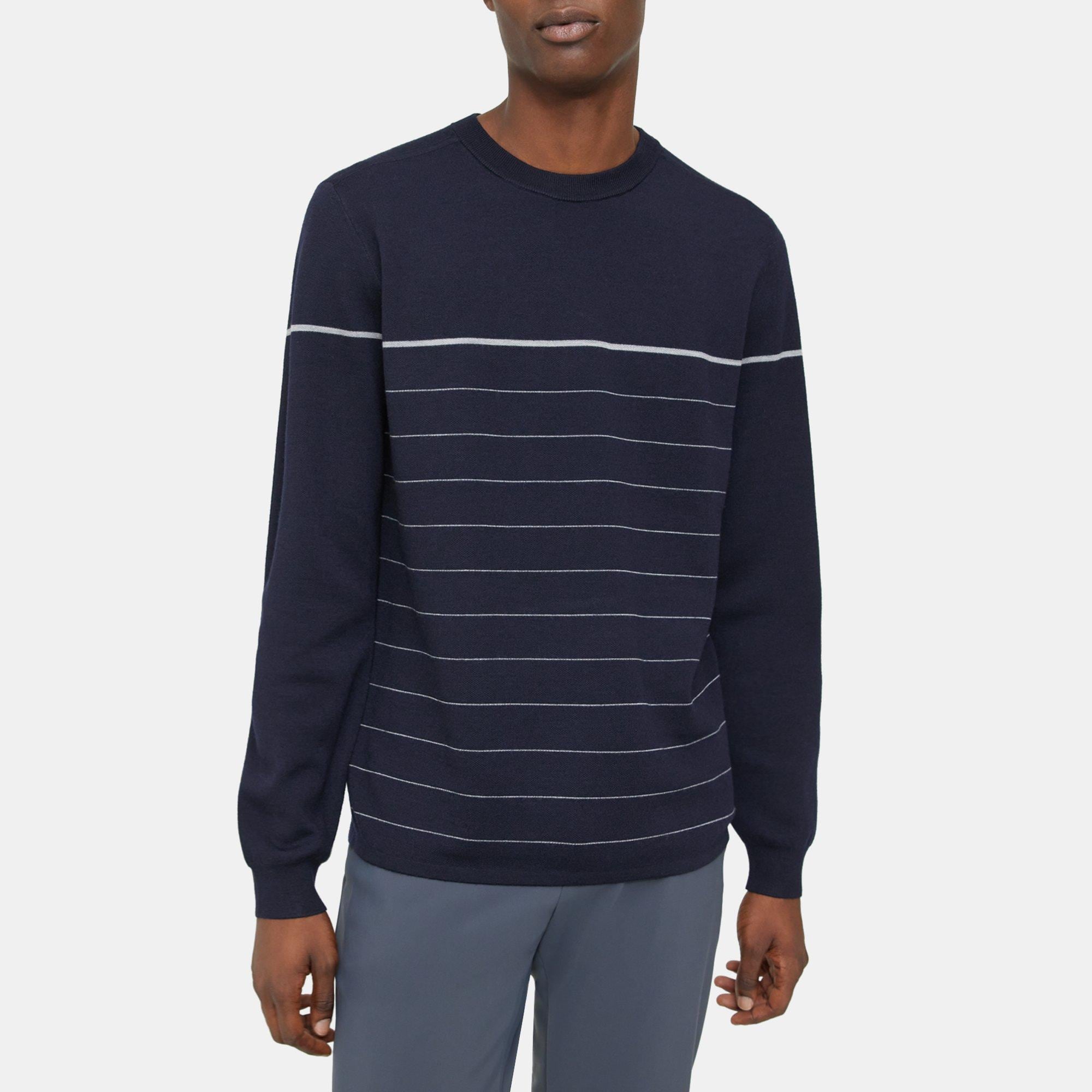 띠어리 Theory Crewneck Sweater in Merino Wool,BALTIC/COOL HEATHER GREY