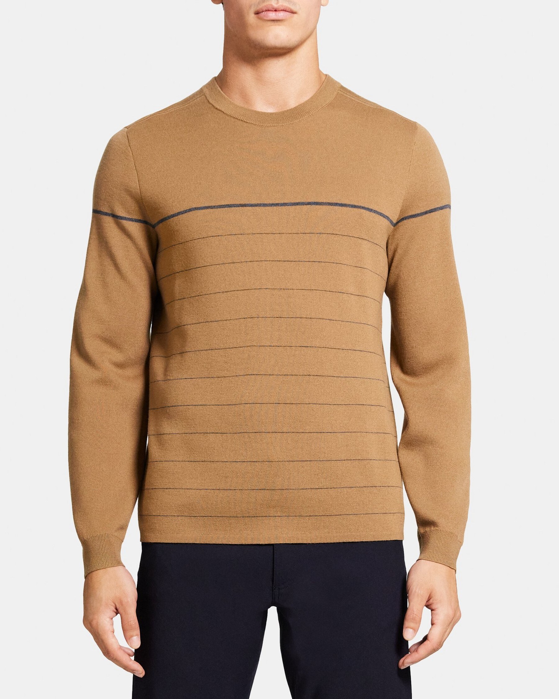 띠어리 Theory Crewneck Sweater in Merino Wool,ELK/DARK HTR GRY