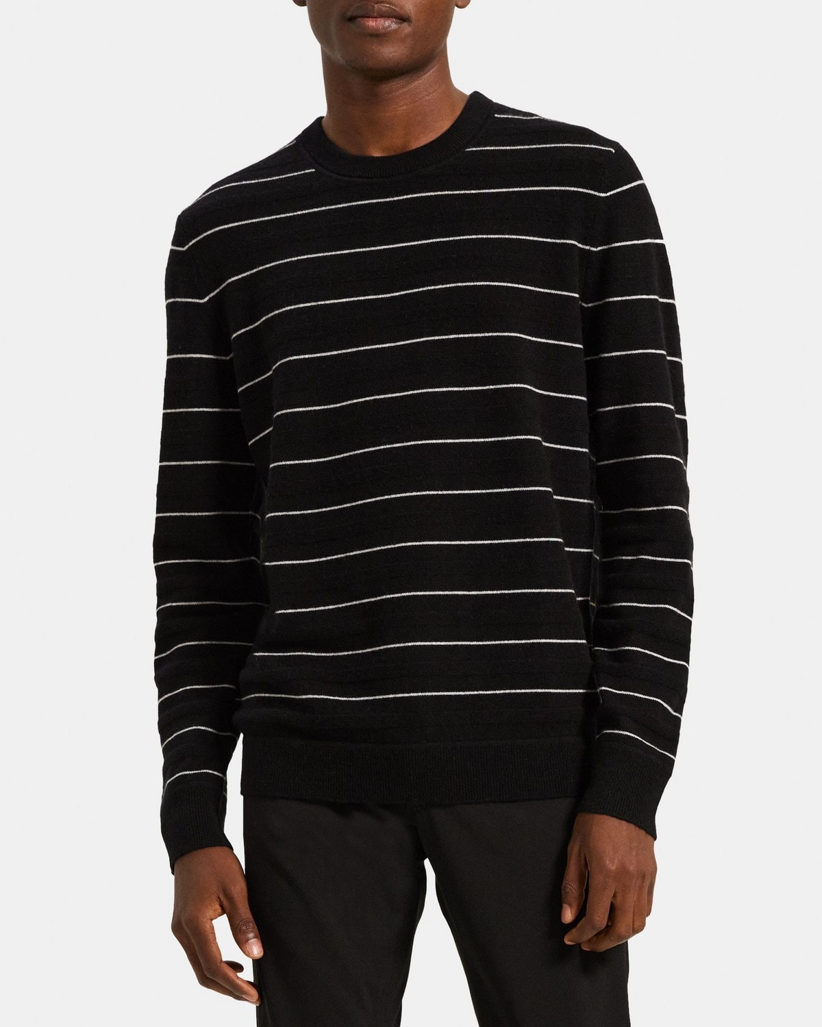 Crewneck Sweater in Striped Cashmere