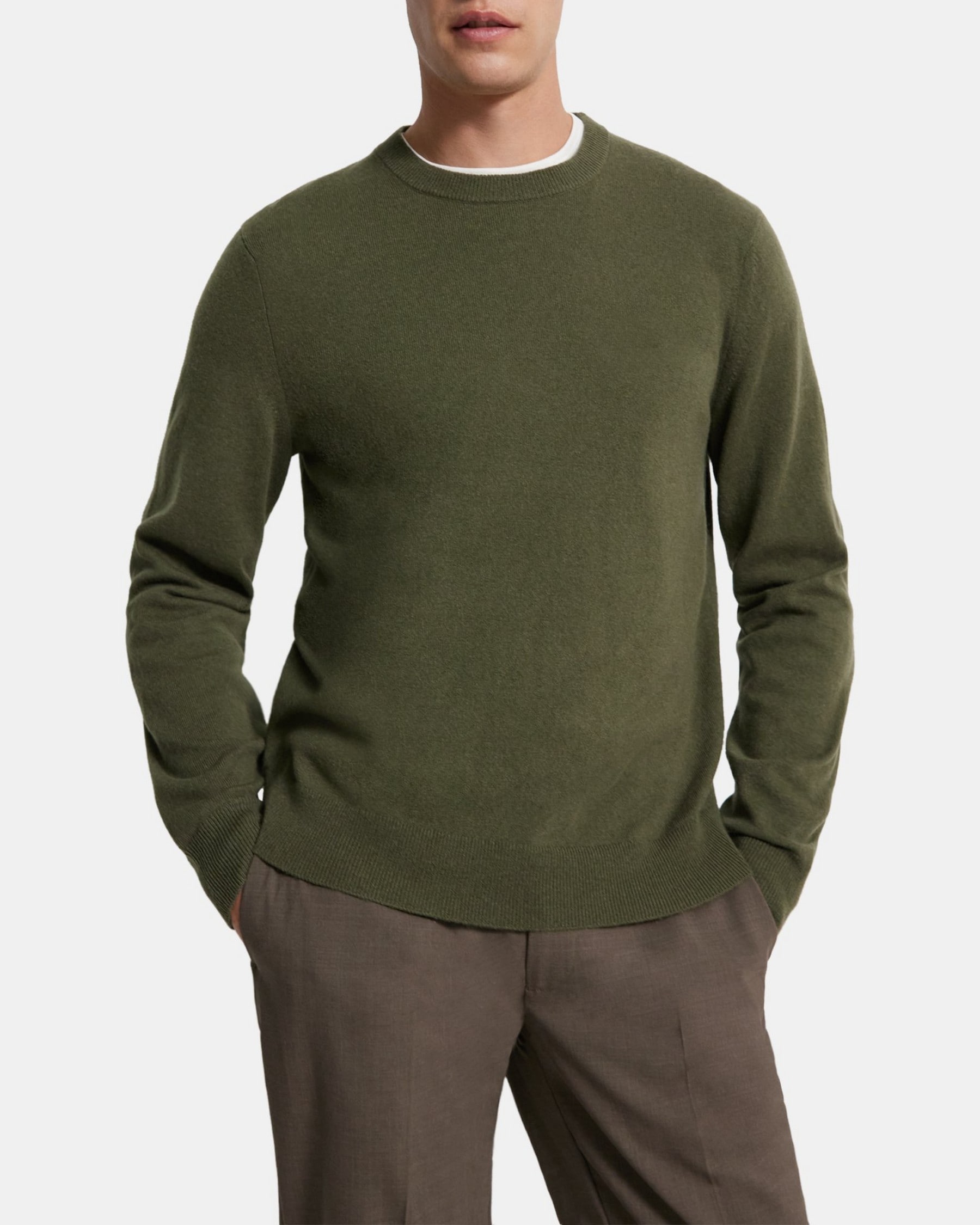 띠어리 Theory Crewneck Sweater in Cashmere,OLIVE BRANCH