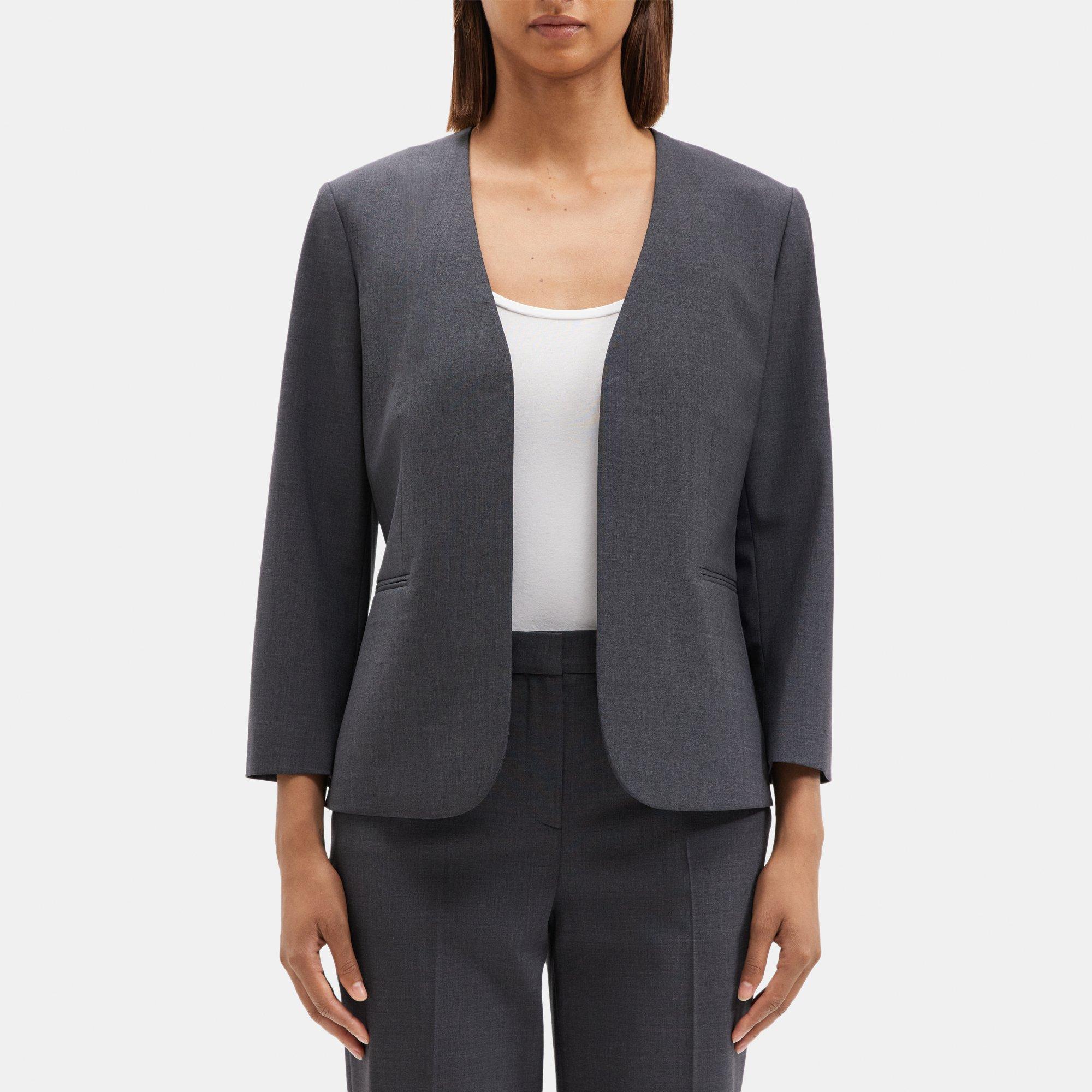 Stretch Wool Open Blazer | Theory Outlet