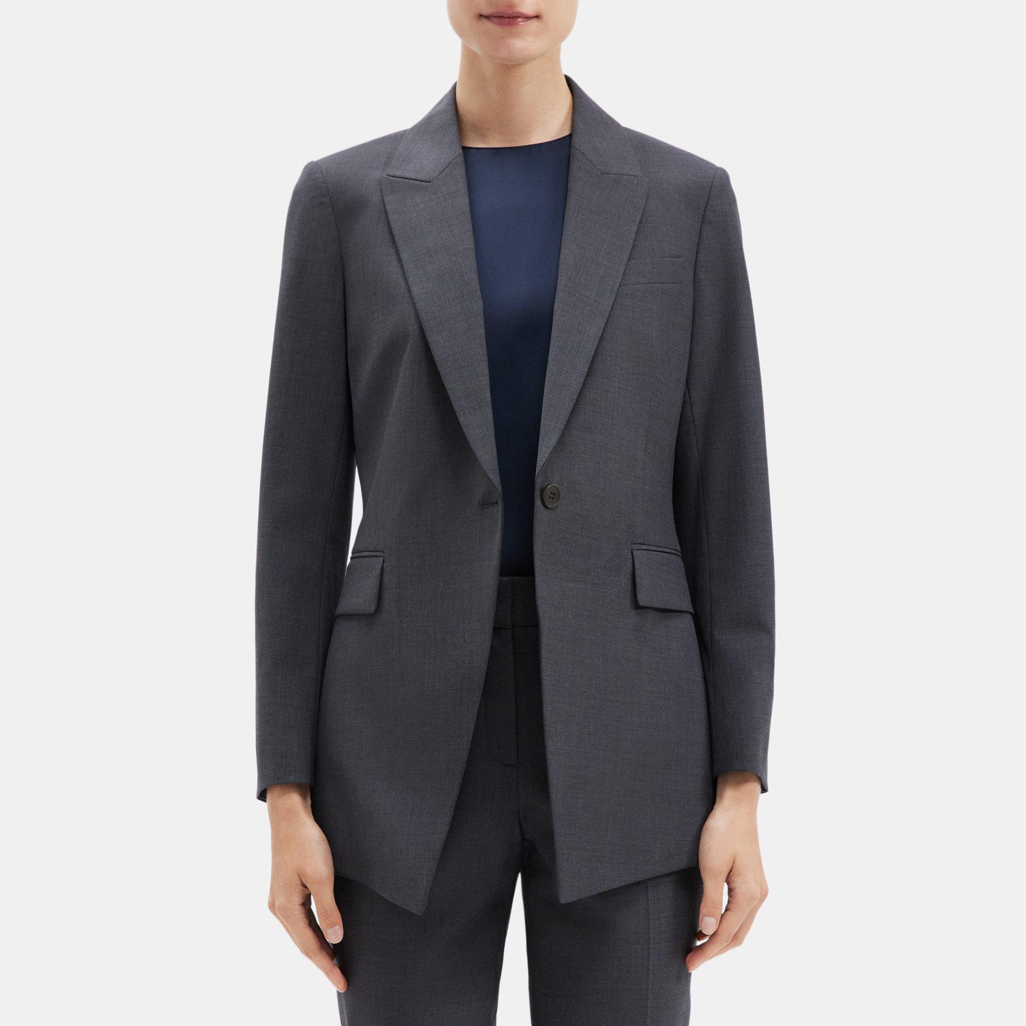 Stretch Wool Single-Breasted Blazer | Theory Outlet