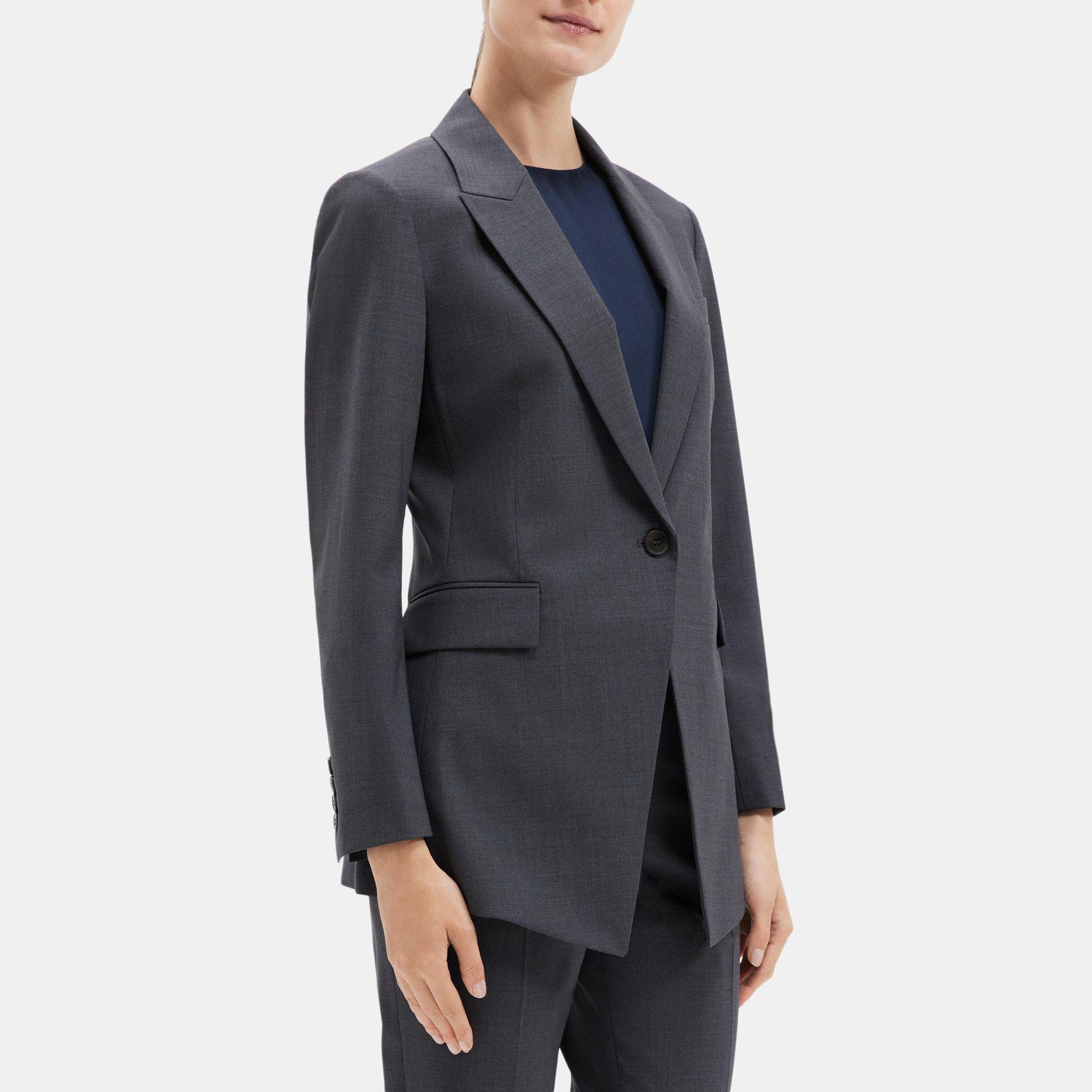 Single-Breasted Blazer in Stretch Wool