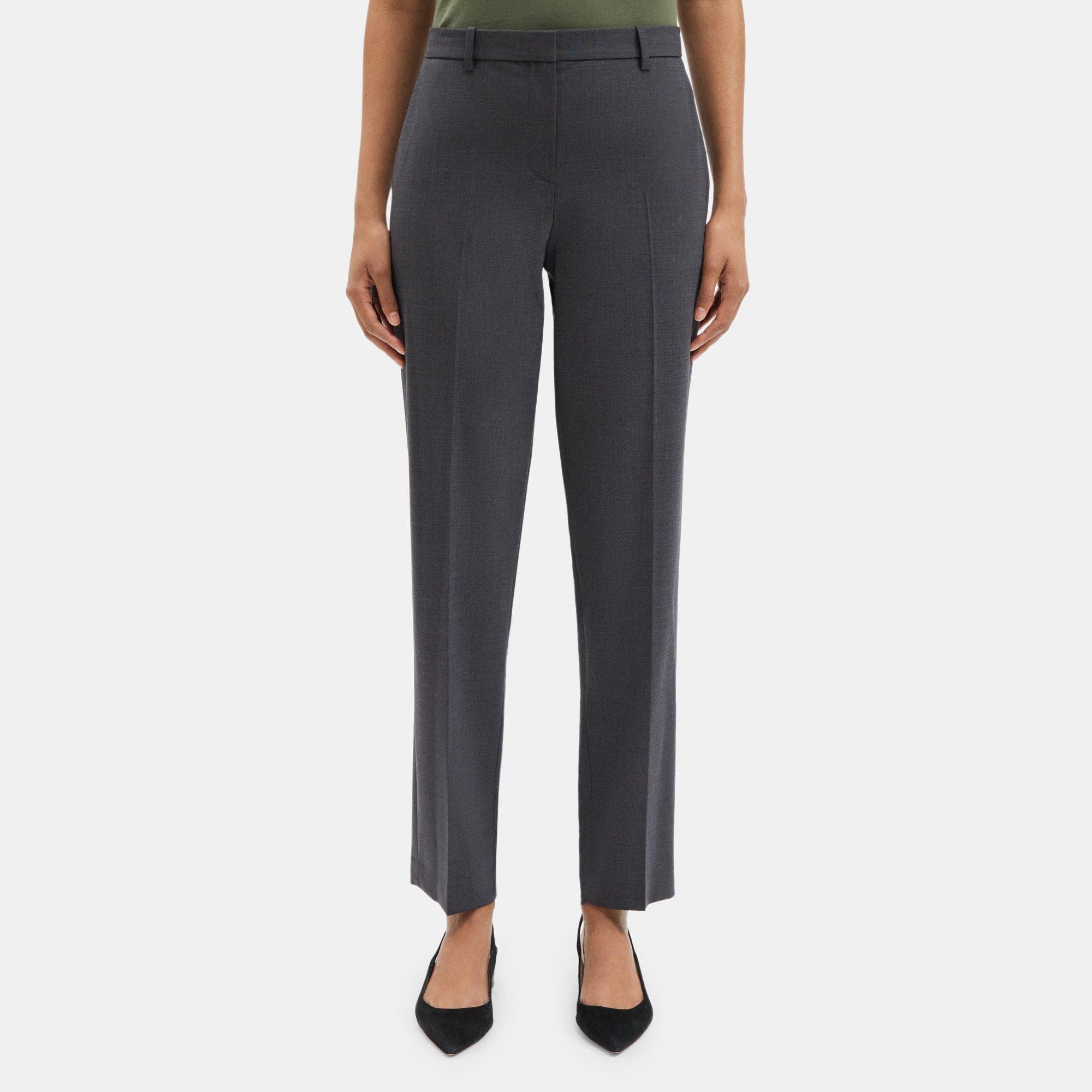 NWT Theory Demitria 4 Stretch Wool Suit Pants, Crimson Melange