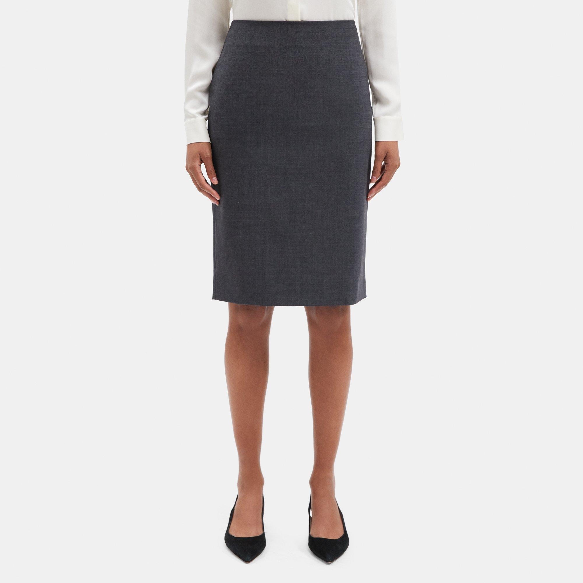 띠어리 Theory Pencil Skirt in Stretch Wool,CHARCOAL MELANGE