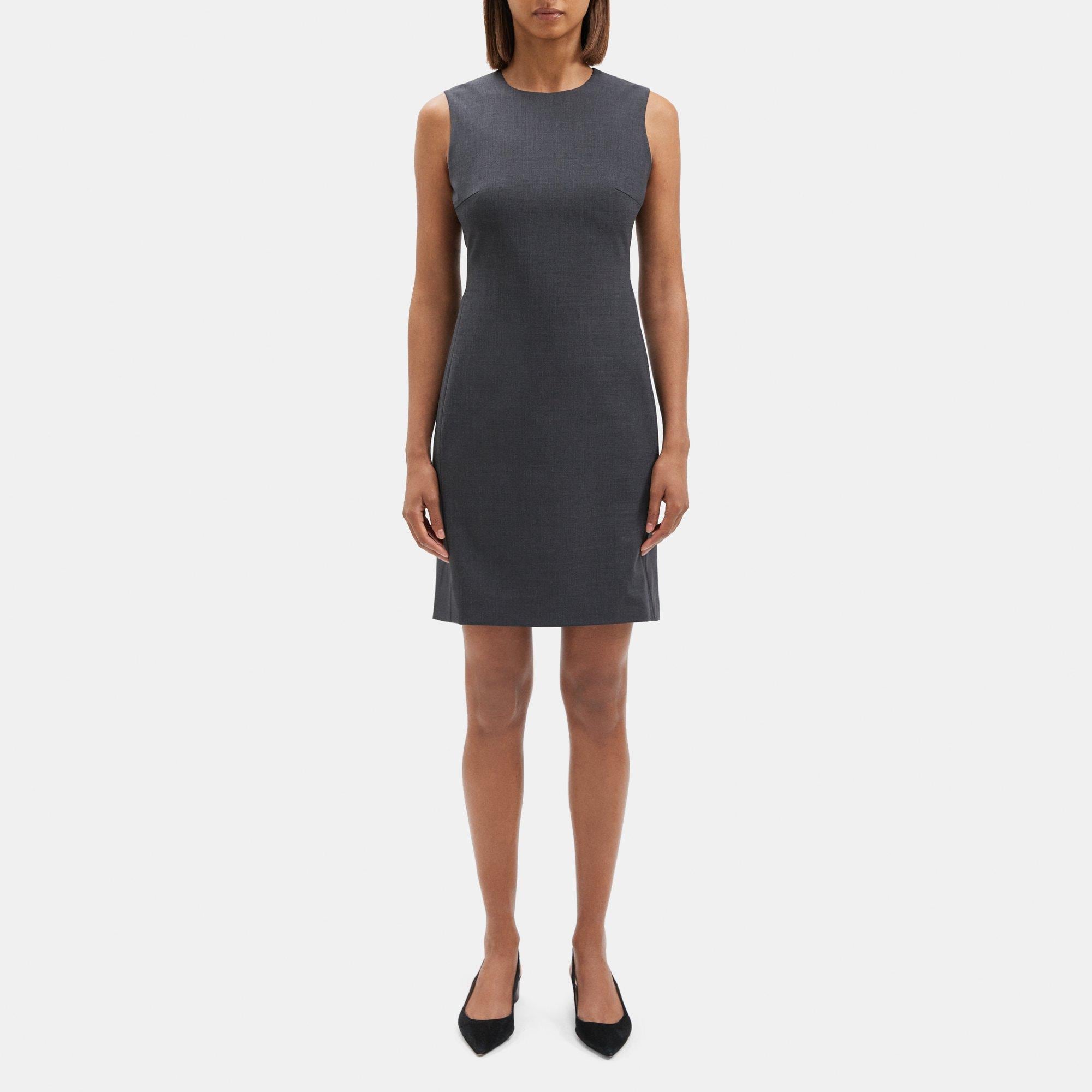 Theory Sleeveless Fitted Dress in Stretch Wool