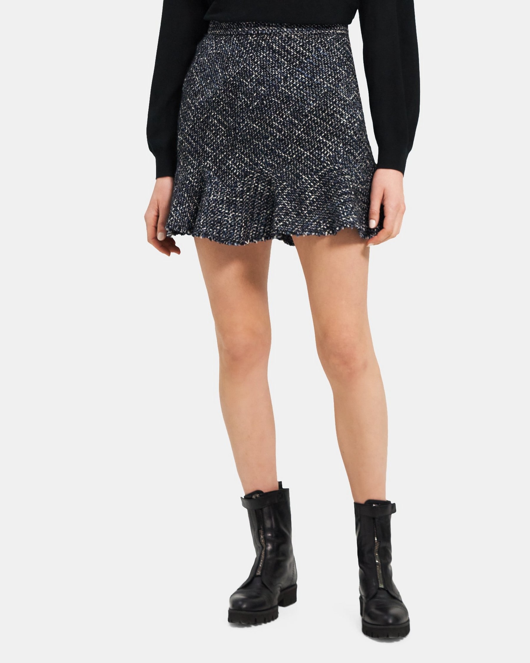띠어리 Theory Diagonal Mini Skirt in Wool-Blend Tweed,BLUE MULTI
