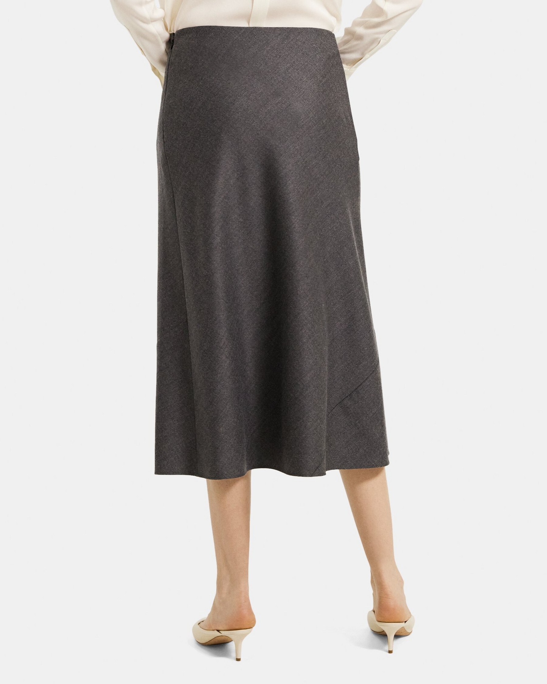 Bias Slip Skirt in Wool-Blend Flannel