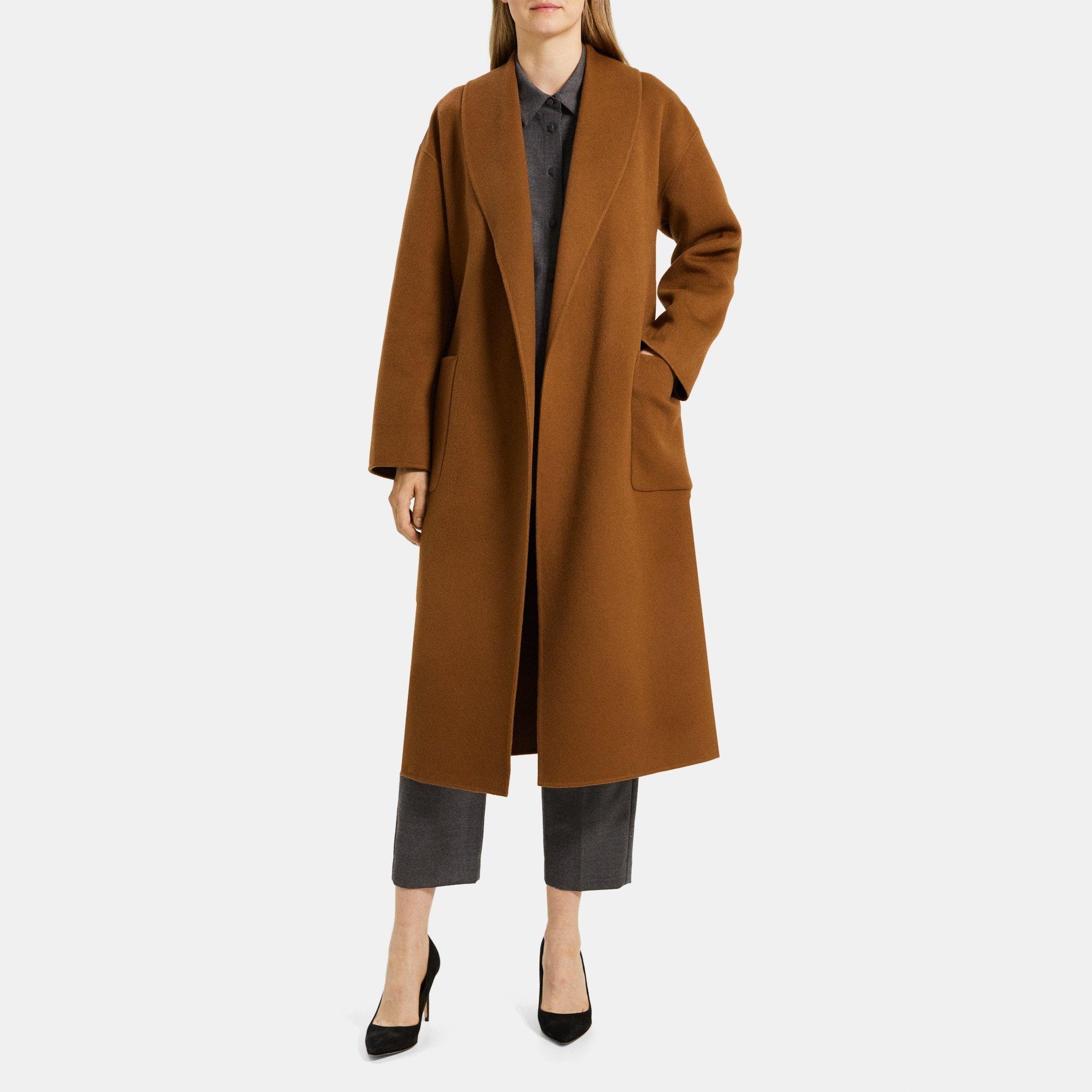 Double-Face Wool-Cashmere Robe Coat Outlet | Theory