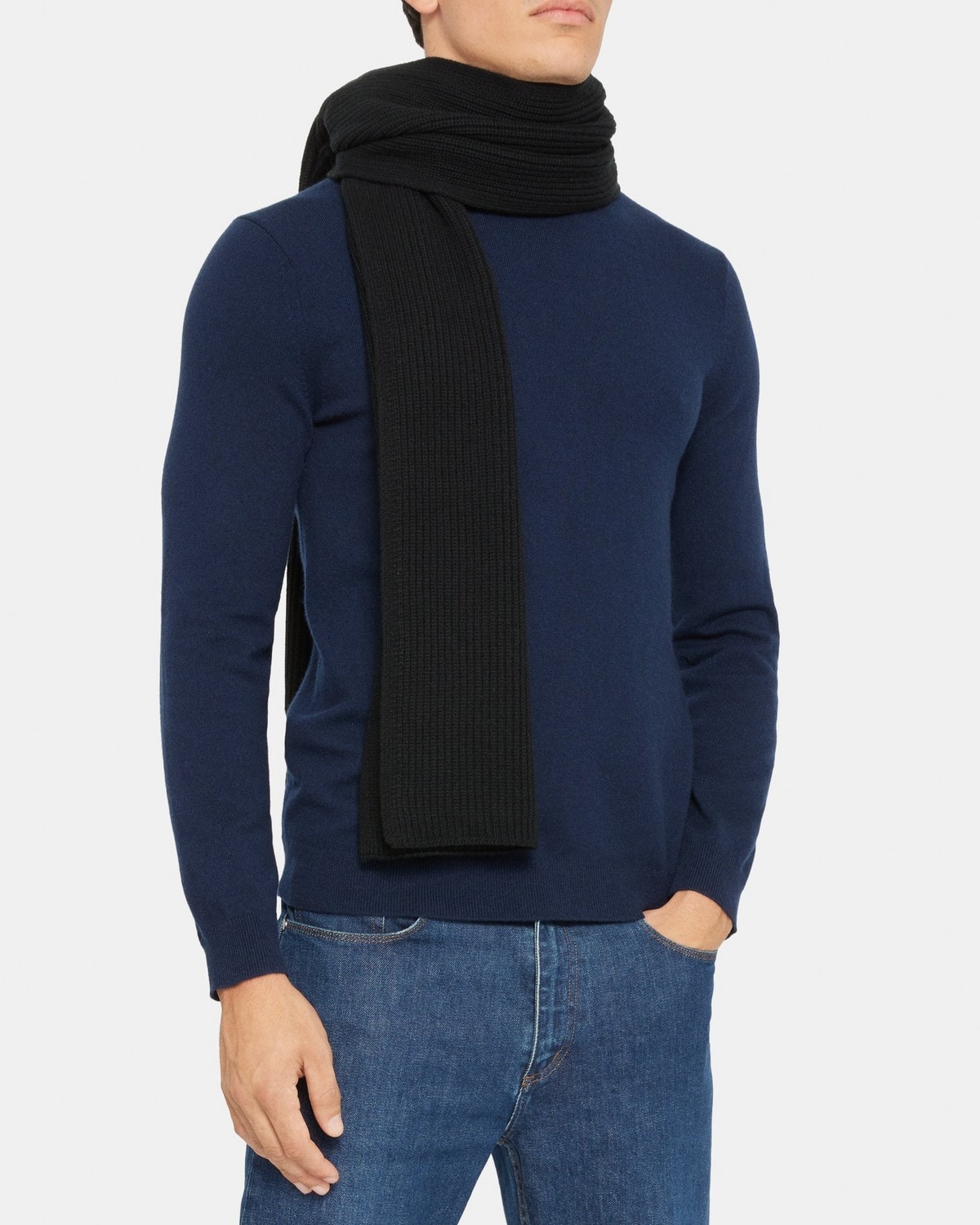 Ribbed Scarf in Wool-Cashmere