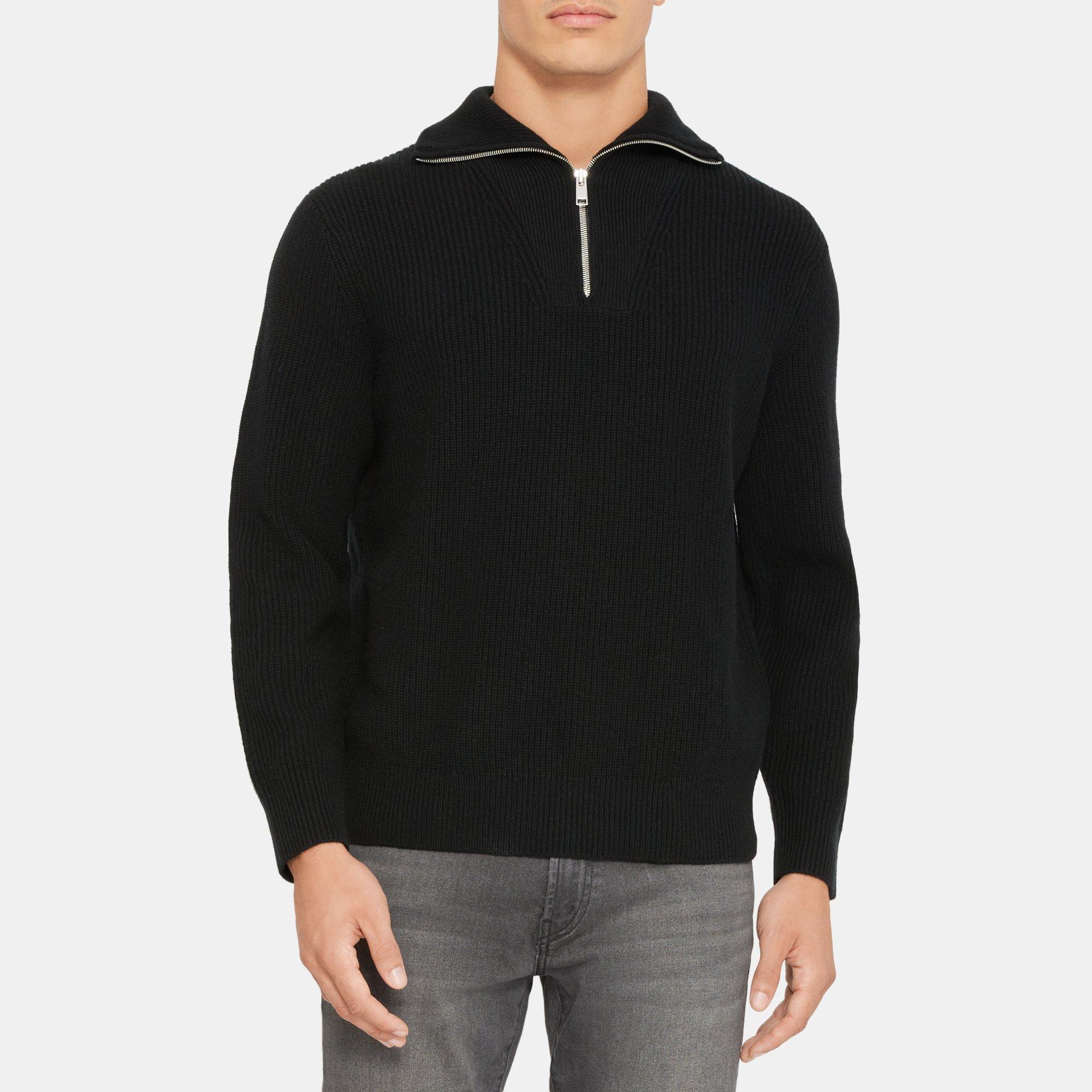 Wool-Cashmere Quarter-Zip Mock Neck Sweater | Theory Outlet