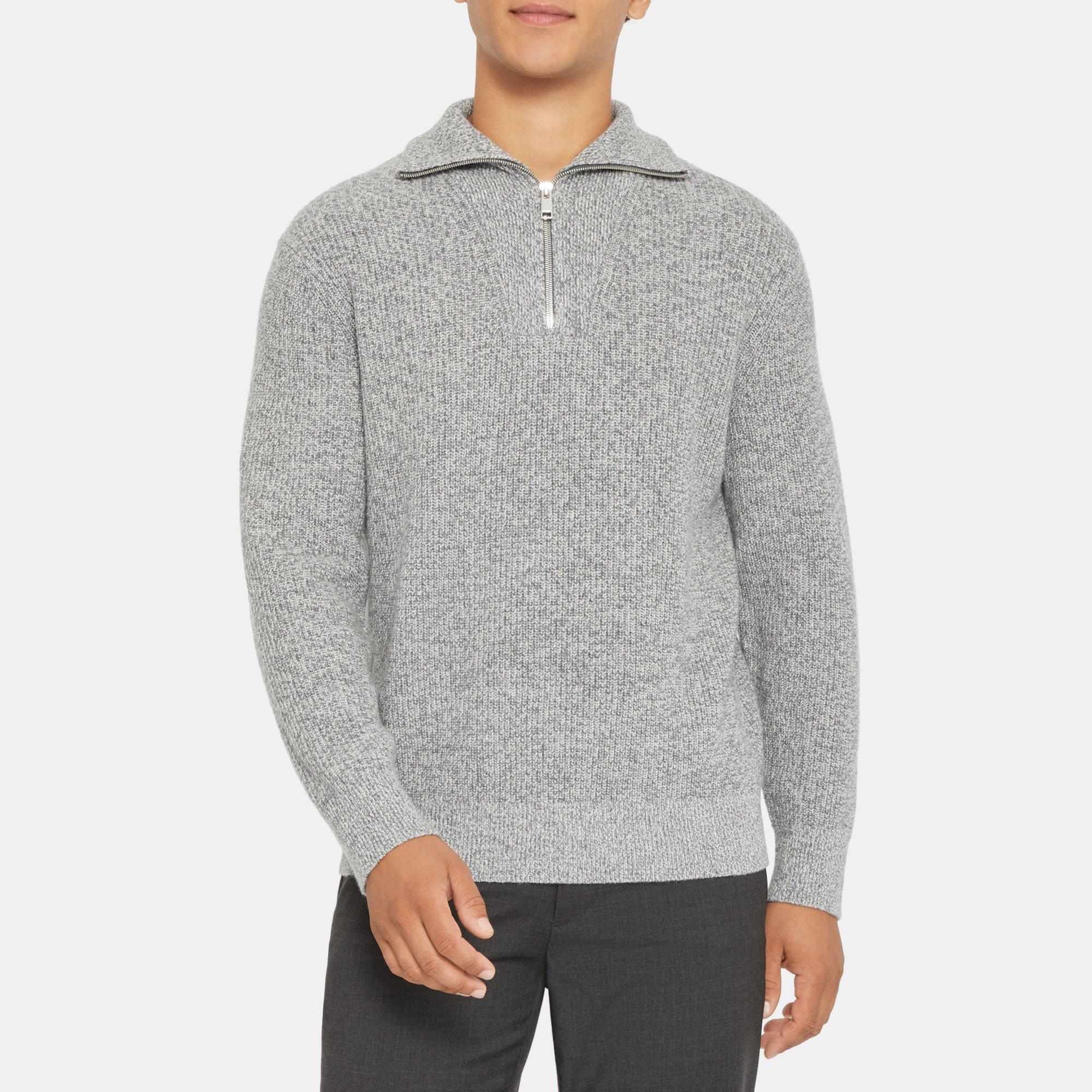 Wool-Cashmere Quarter-Zip Mock Neck Sweater | Theory Outlet